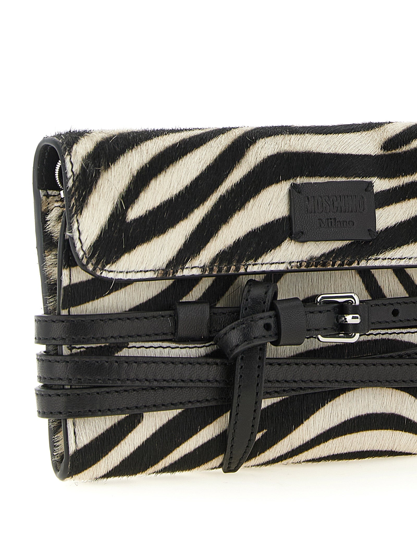 Moschino Zweifarbige Leder-Kartenhülle
