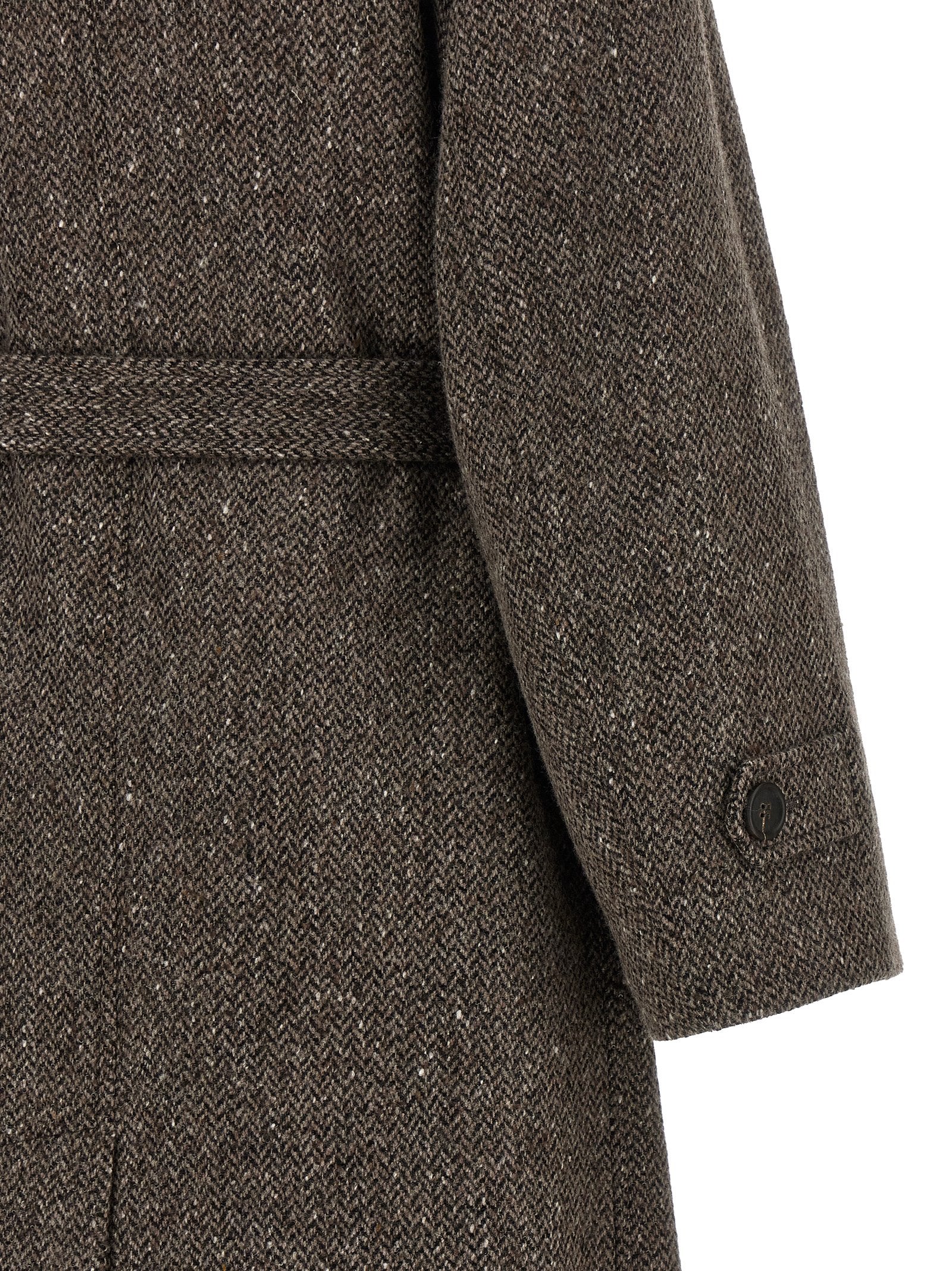 Brunello Cucinelli Mantel aus reiner Schurwolle in Braun