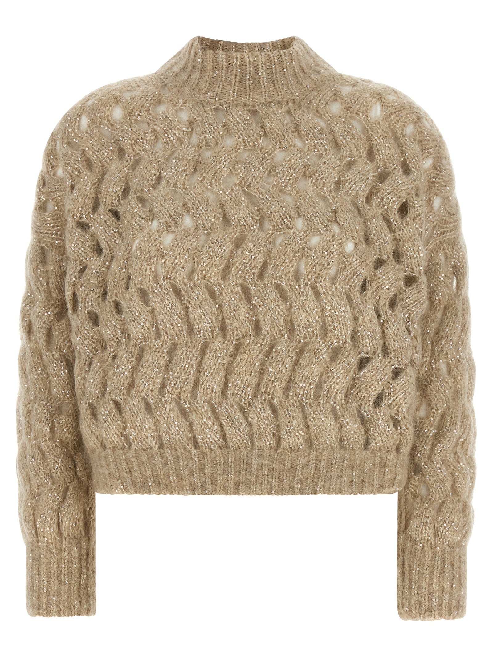 Brunello Cucinelli Beige Wollstrickjacke