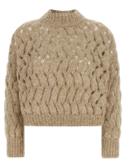 Brunello Cucinelli Beige Wollstrickjacke