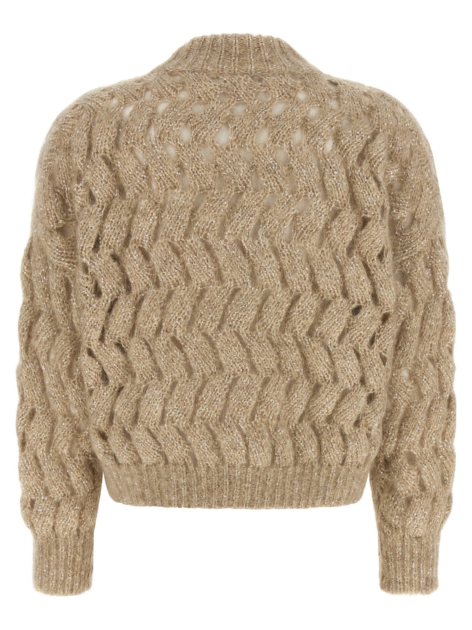 Brunello Cucinelli Beige Wollstrickjacke