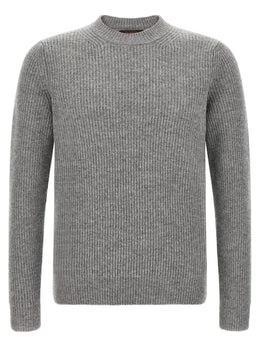 ZANONE Grauer Cardigan aus reiner Schurwolle