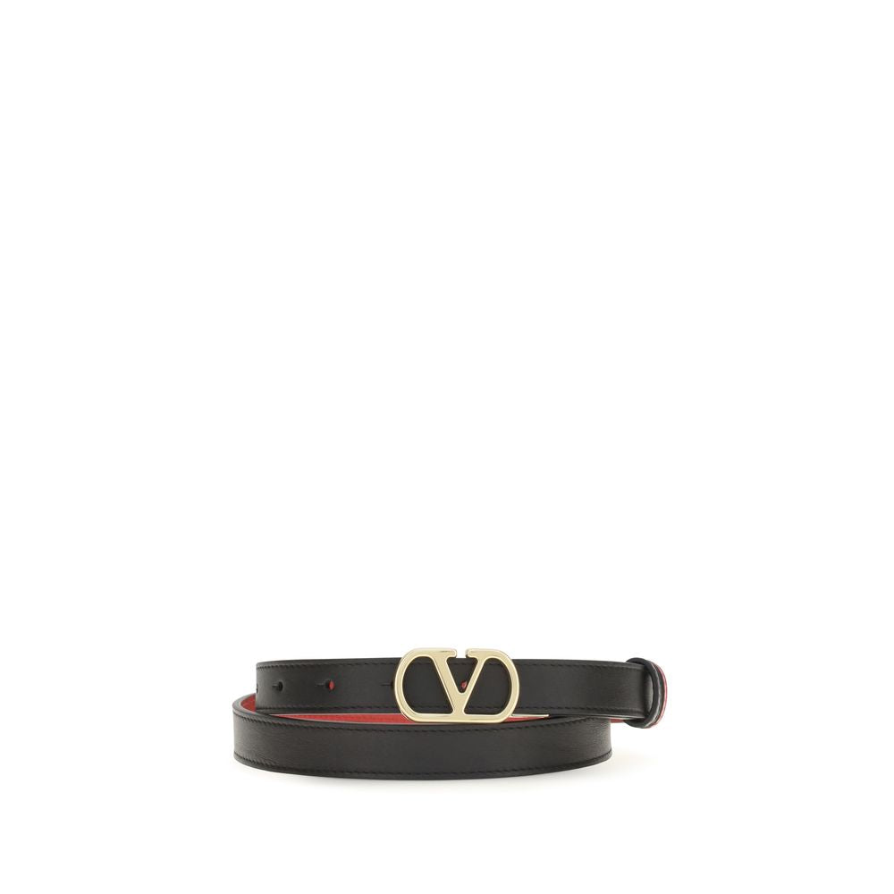 Valentino Garavani Schwarzer Kalbsleder Bos Taurus Regular Gürtel