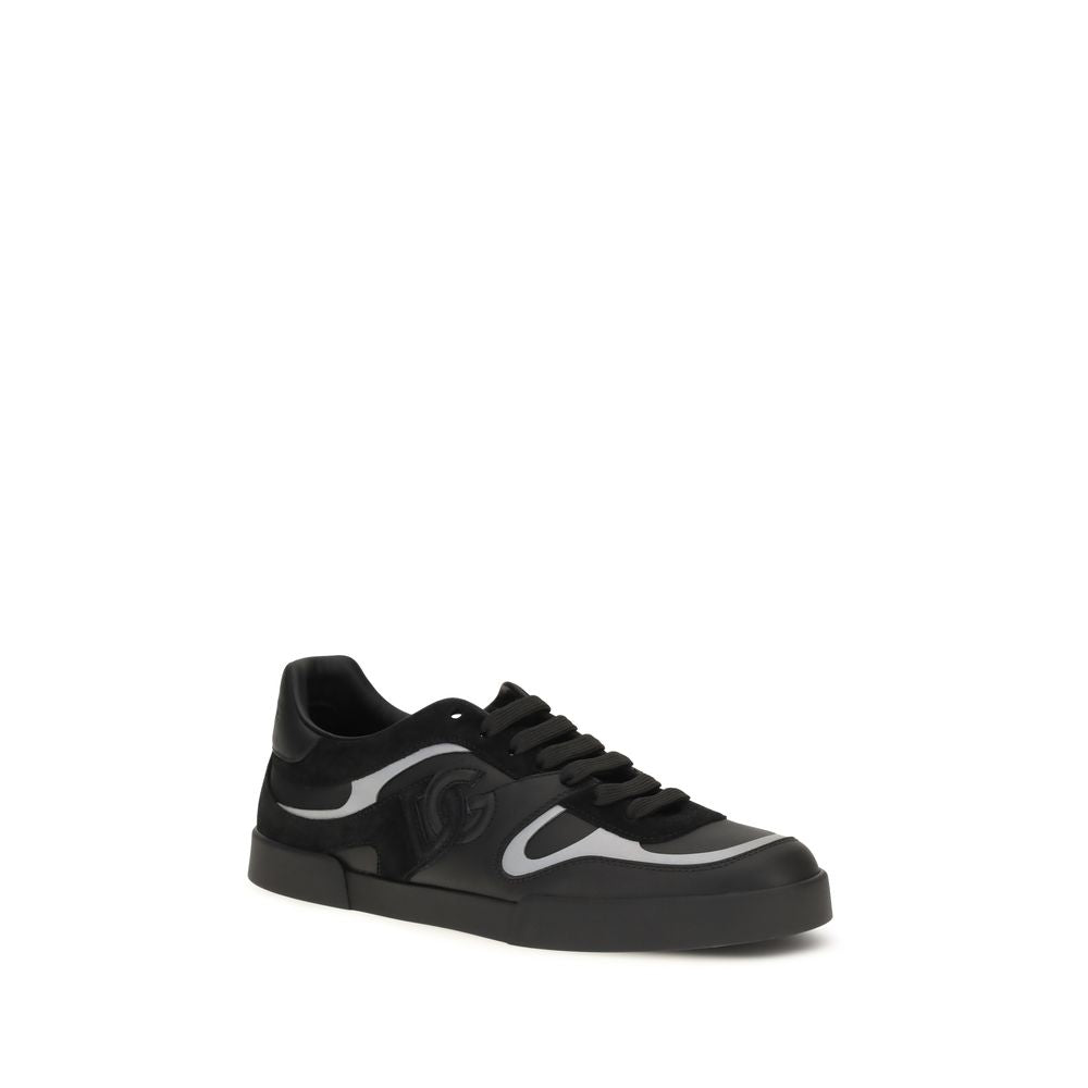 Dolce & Gabbana Schwarze Bos Taurus Kalbsleder-Sneakers
