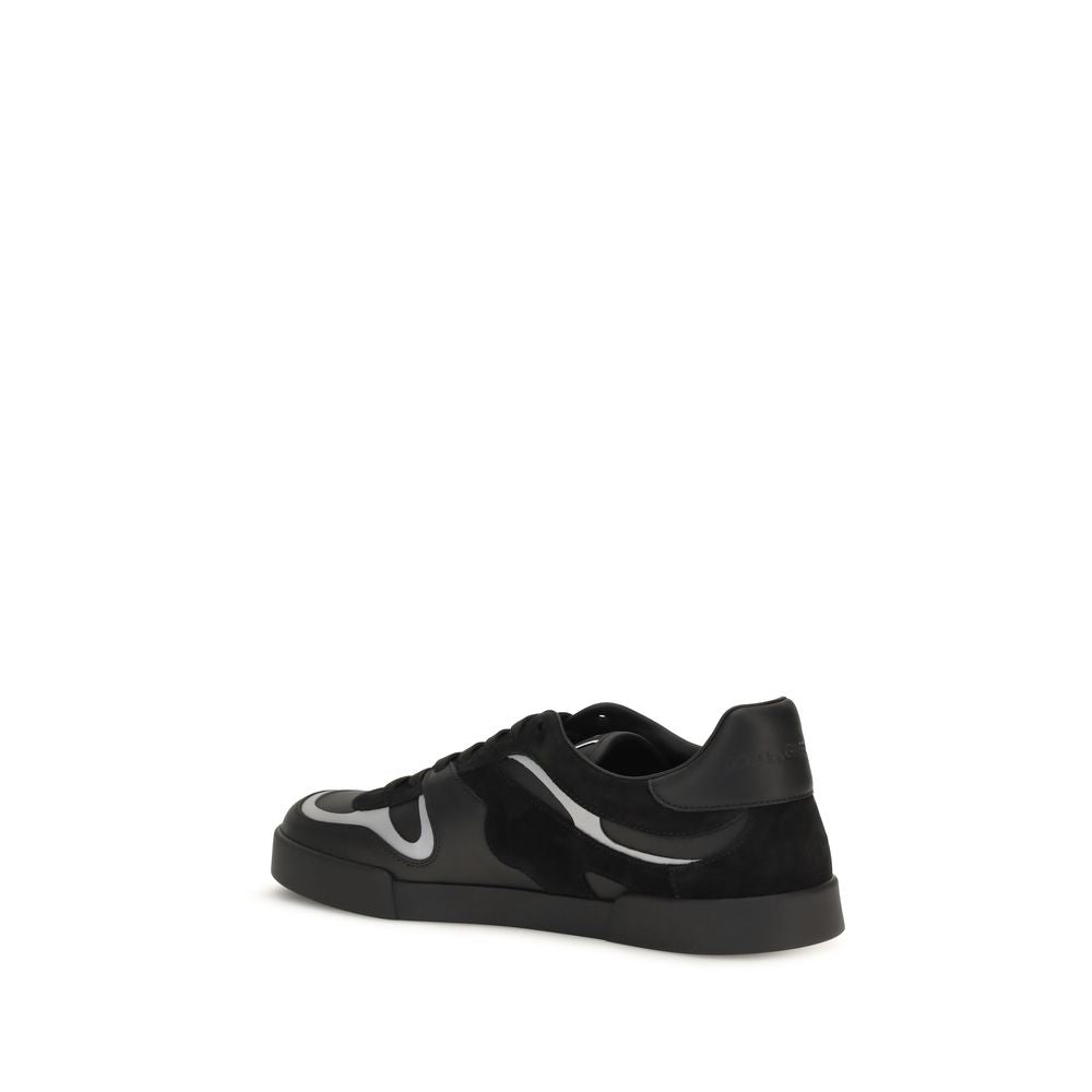 Dolce & Gabbana Schwarze Bos Taurus Kalbsleder-Sneakers