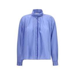 Forte_Forte Blaue Baumwollbluse