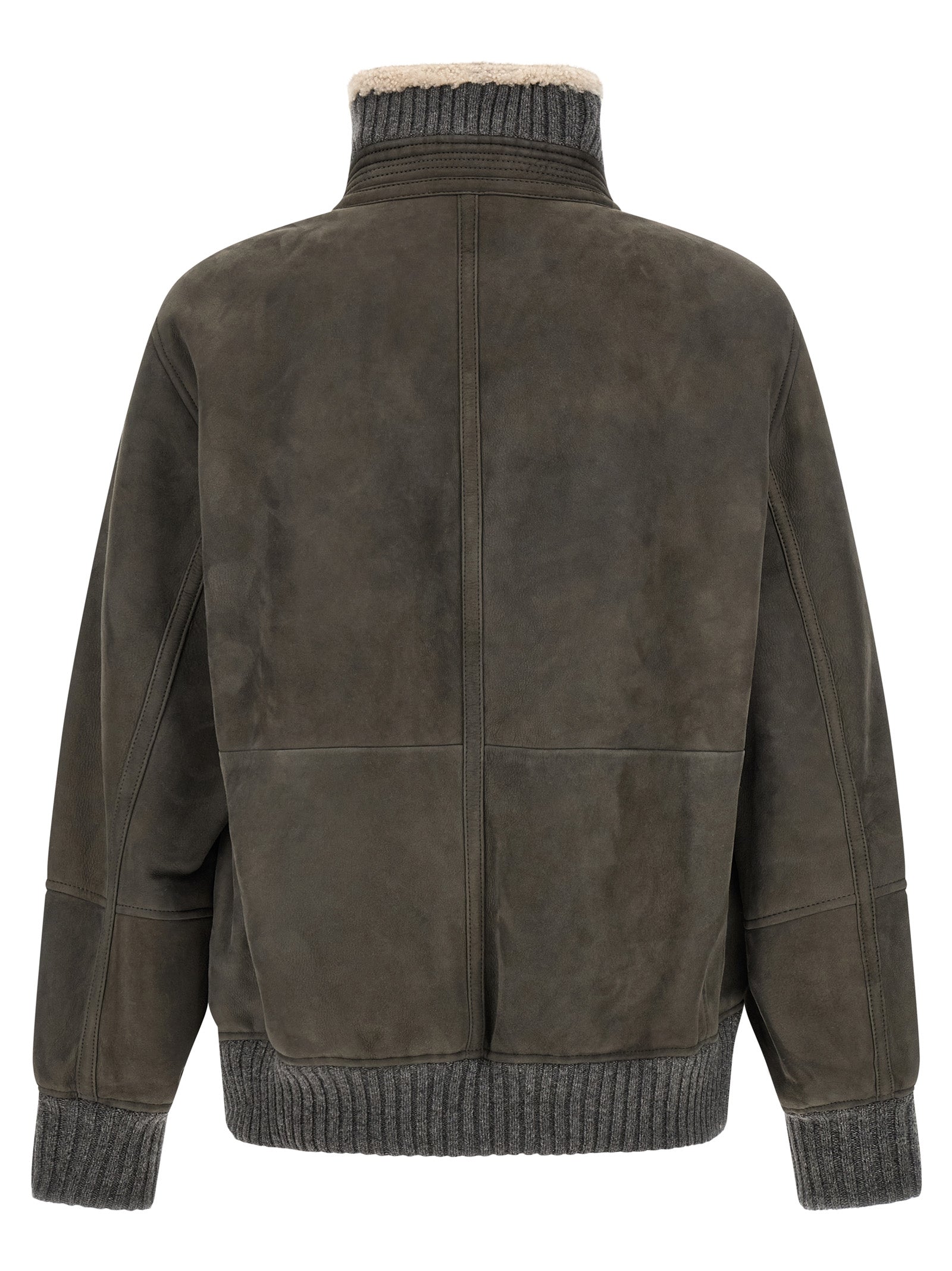Brunello Cucinelli Graue Lammlederjacke