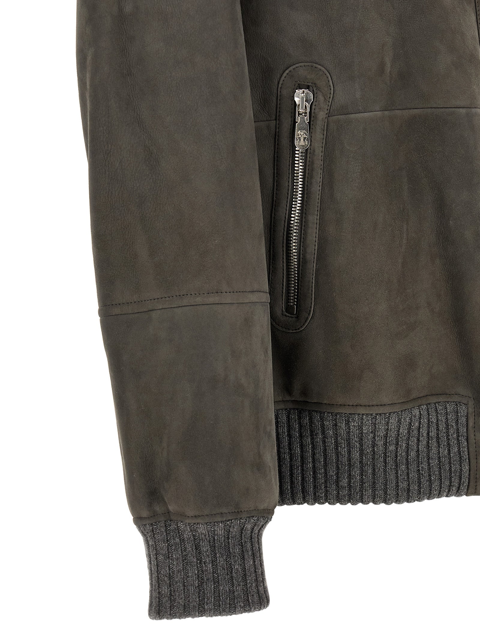 Brunello Cucinelli Graue Lammlederjacke