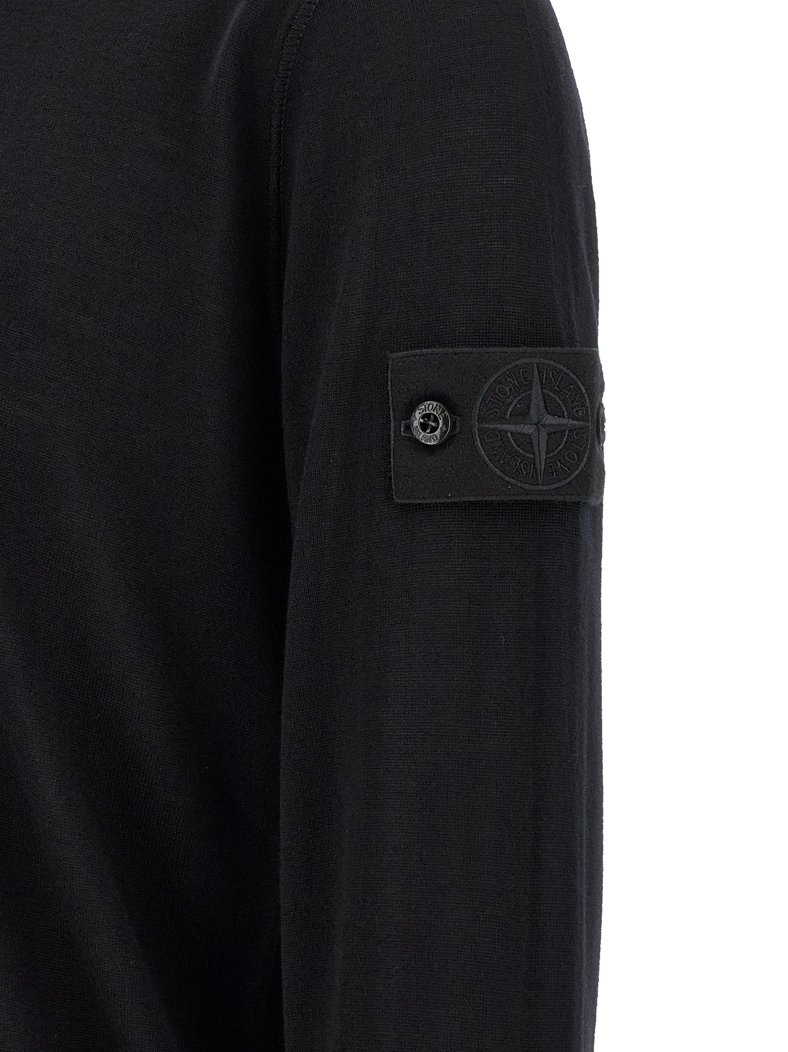 Stone Island Schwarzer Cardigan aus Schurwolle