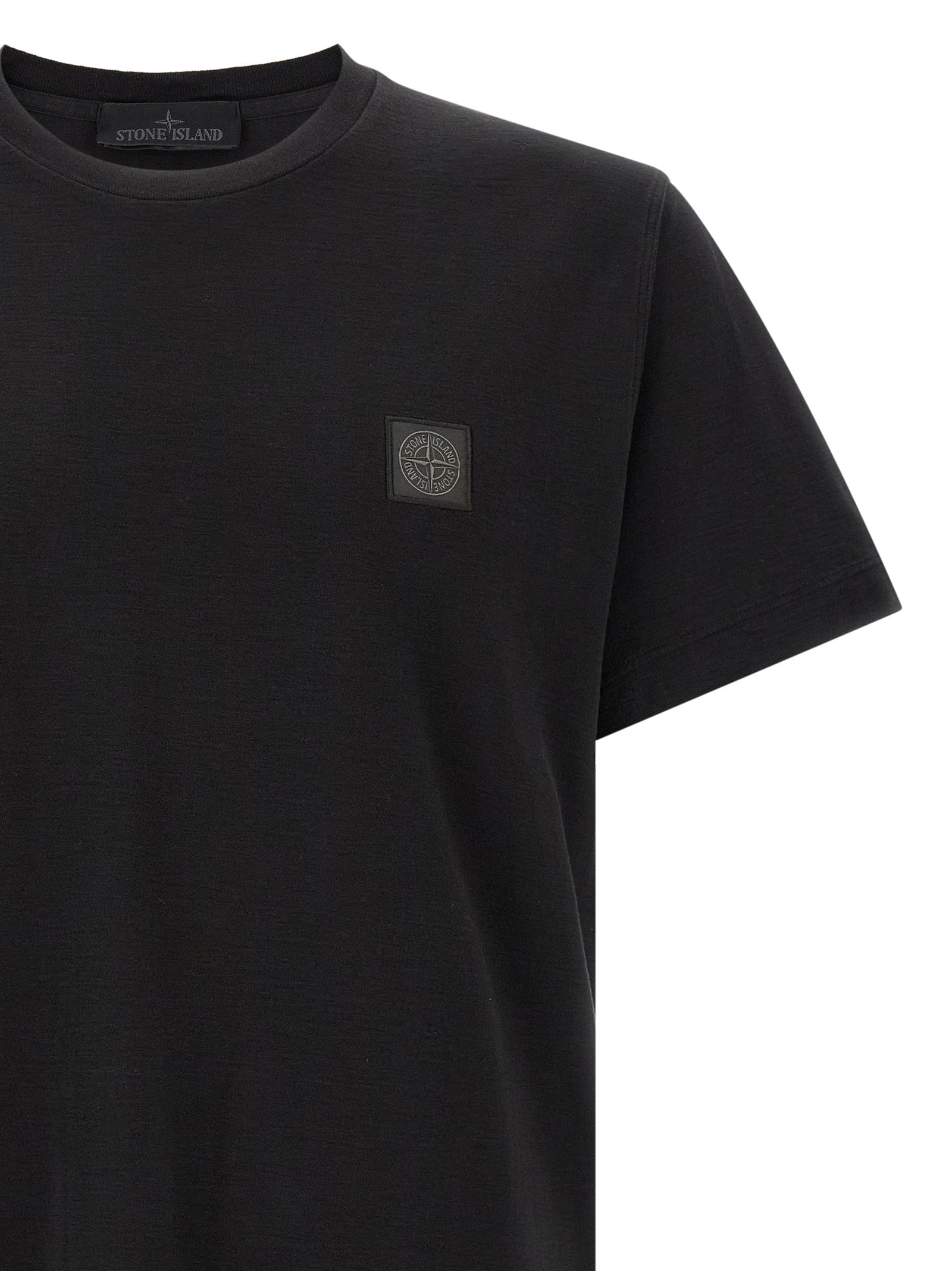 Stone Island Schwarzes Baumwoll-T-Shirt