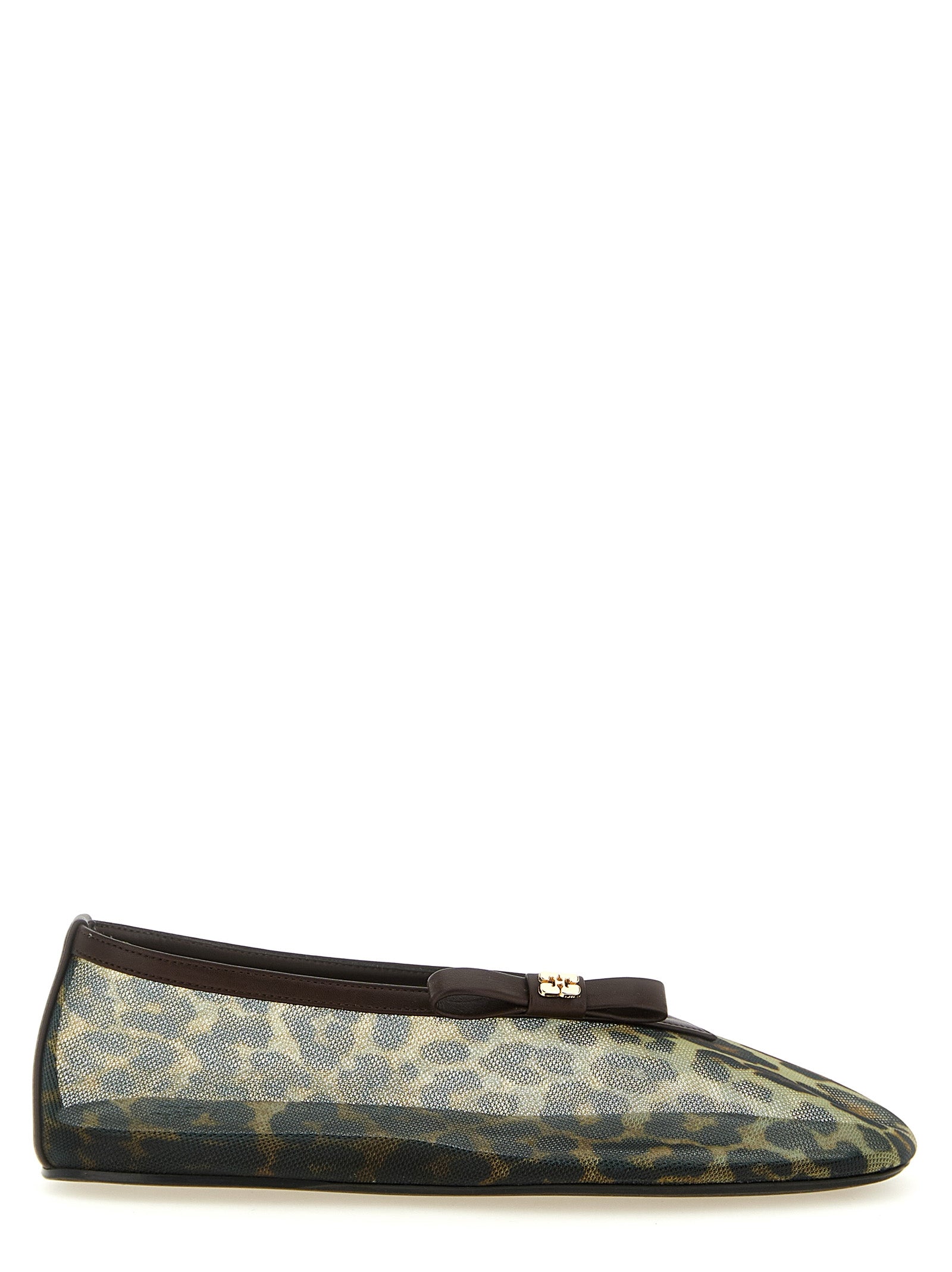 Ganni Braune Ballerinas aus Nylon