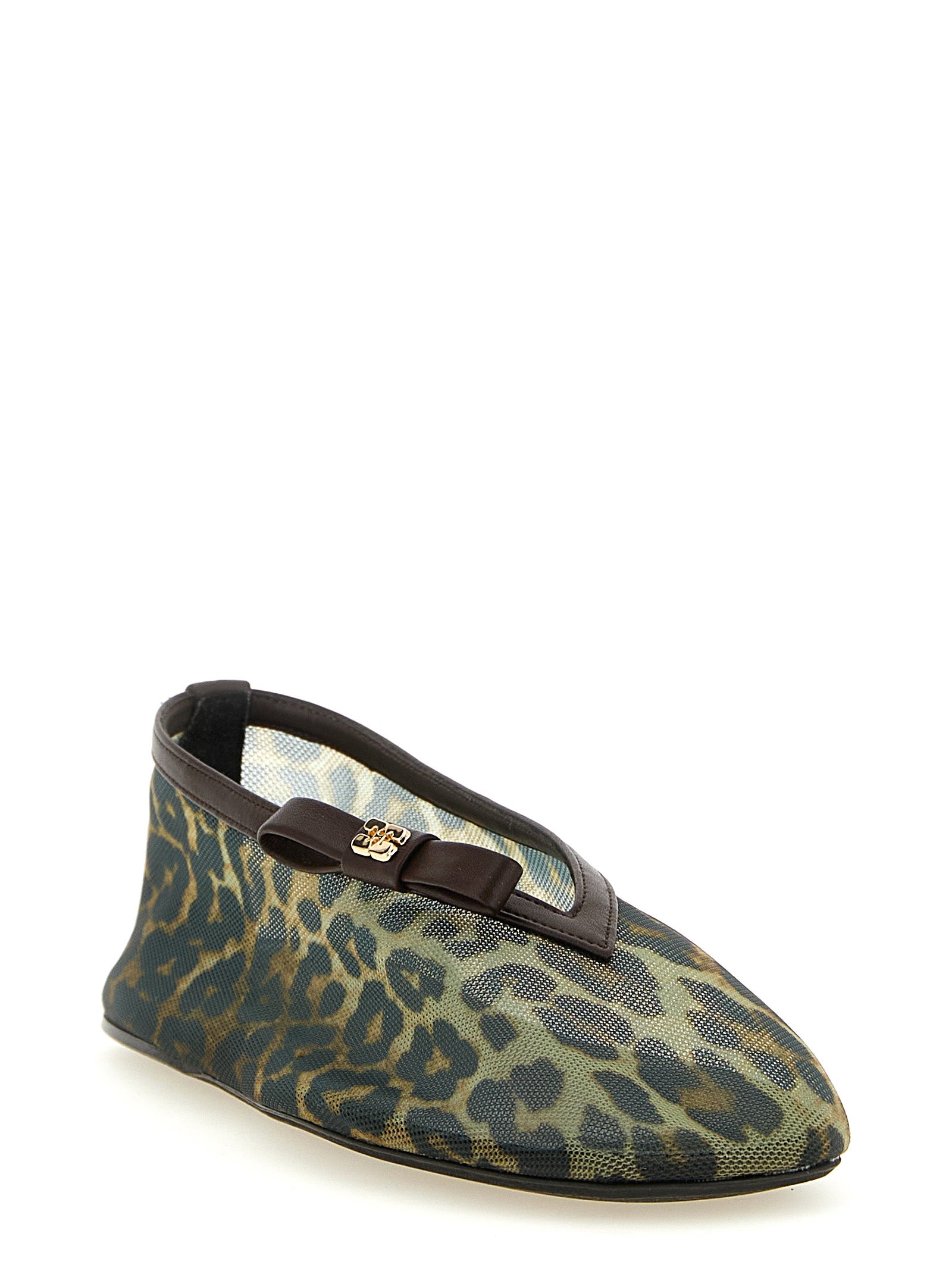 Ganni Braune Ballerinas aus Nylon