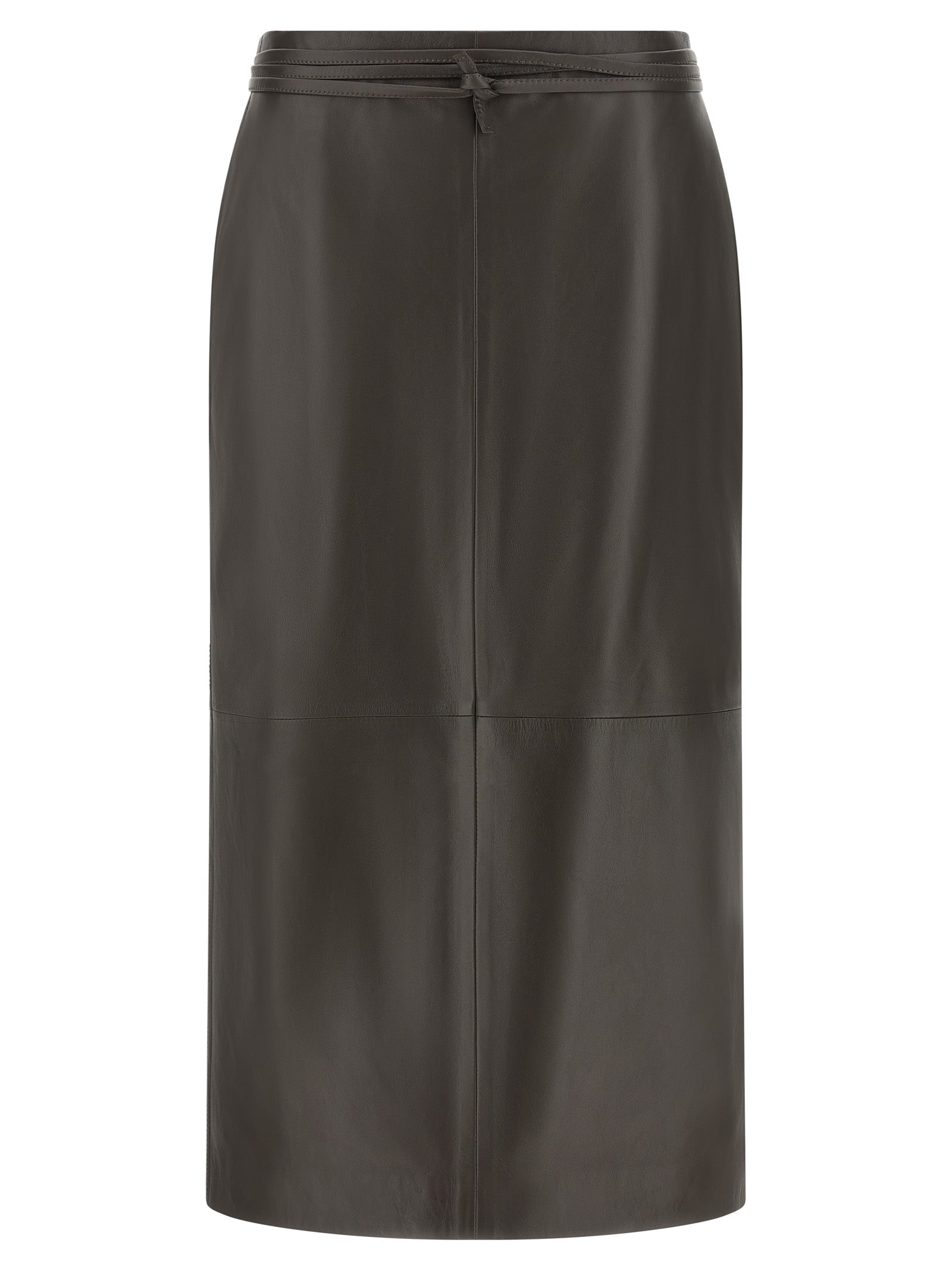 Alberta Ferretti Brauner Midi-Rock aus Lammleder
