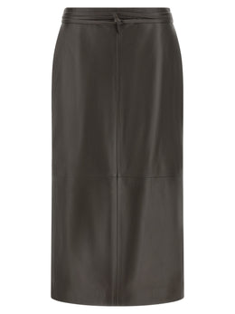 Alberta Ferretti Brauner Midi-Rock aus Lammleder
