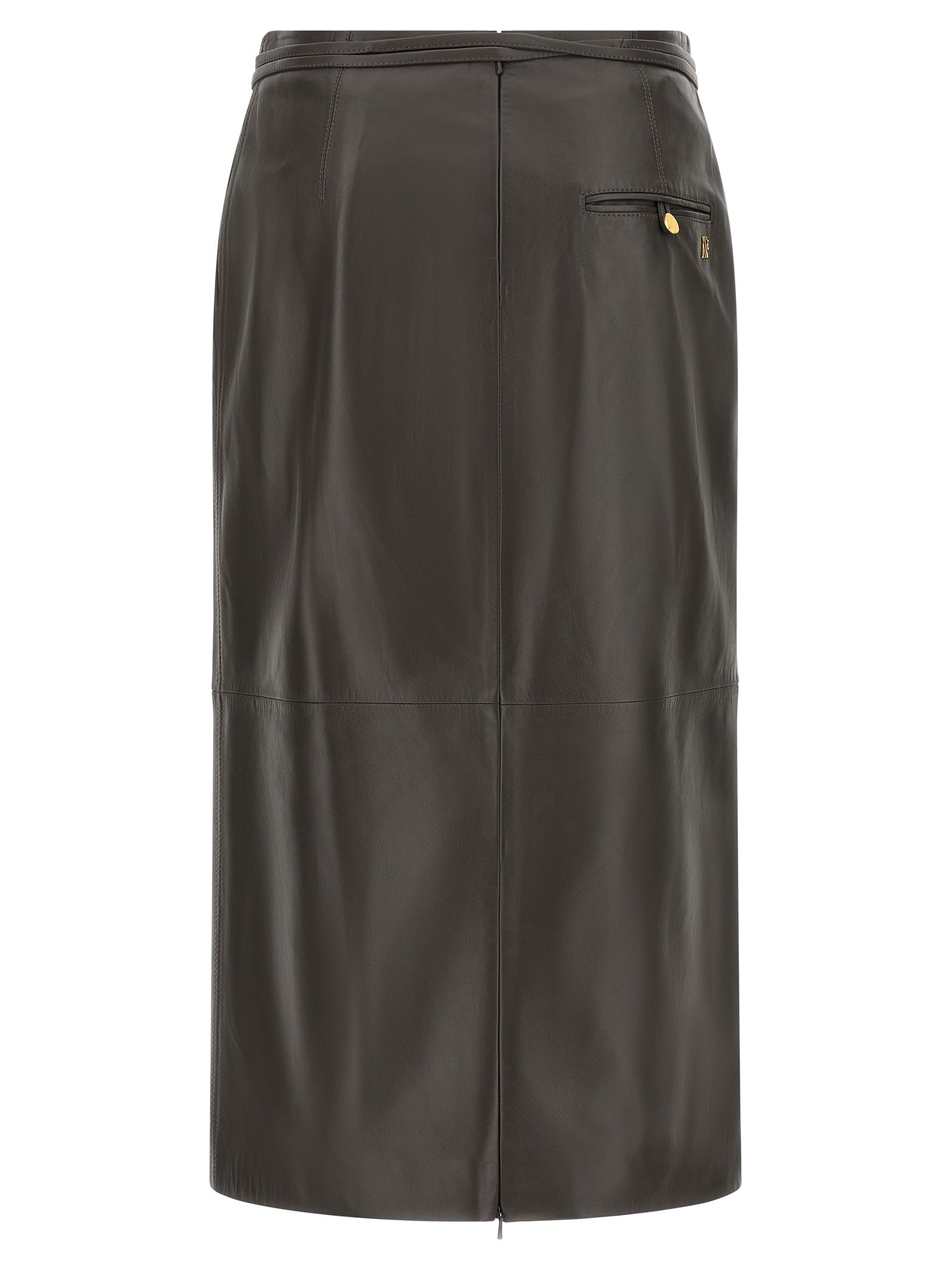 Alberta Ferretti Brauner Midi-Rock aus Lammleder