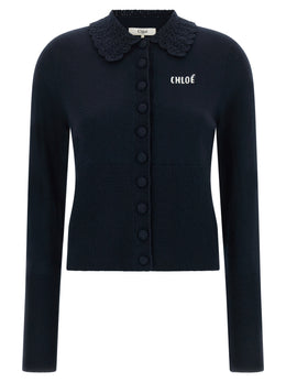 Chloé Blauer Wollcardigan