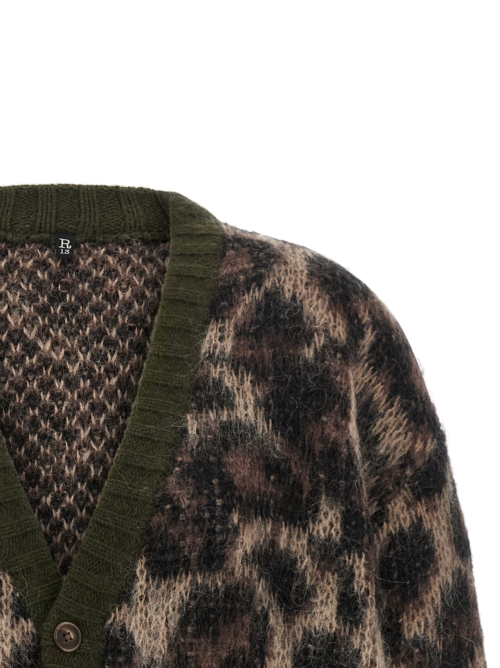 R13 Brauner Nylon-Strickjacke