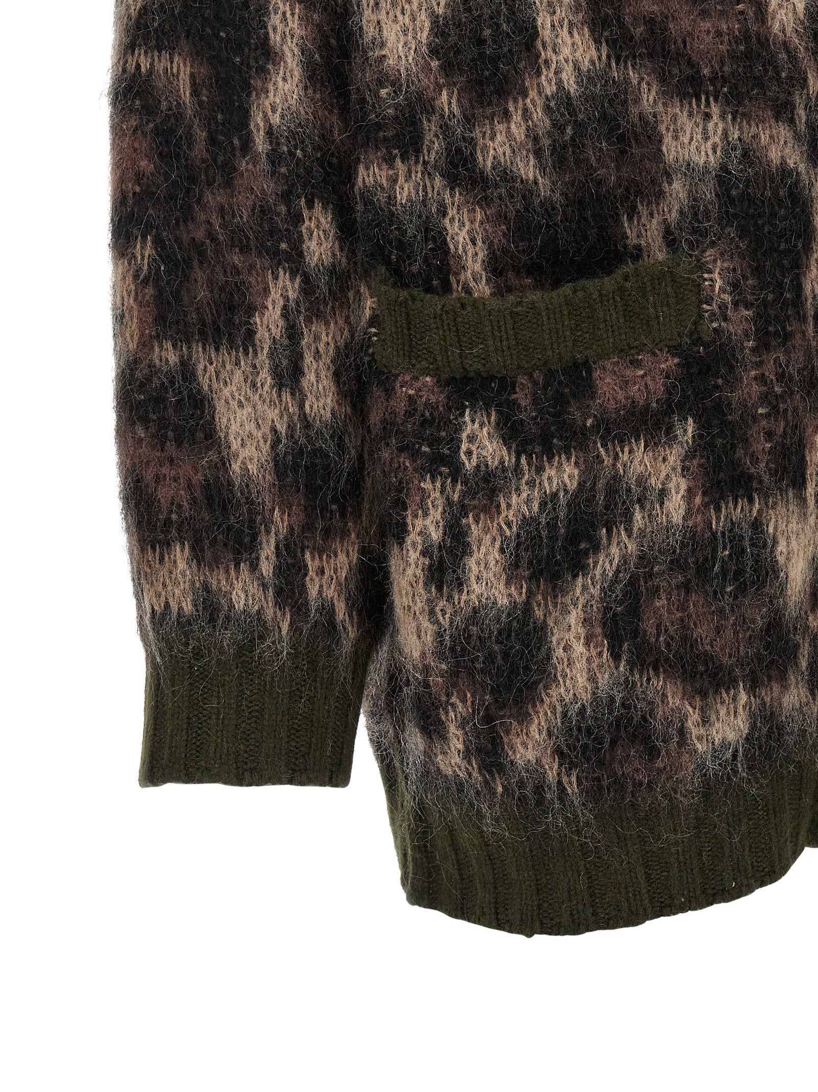 R13 Brauner Nylon-Strickjacke