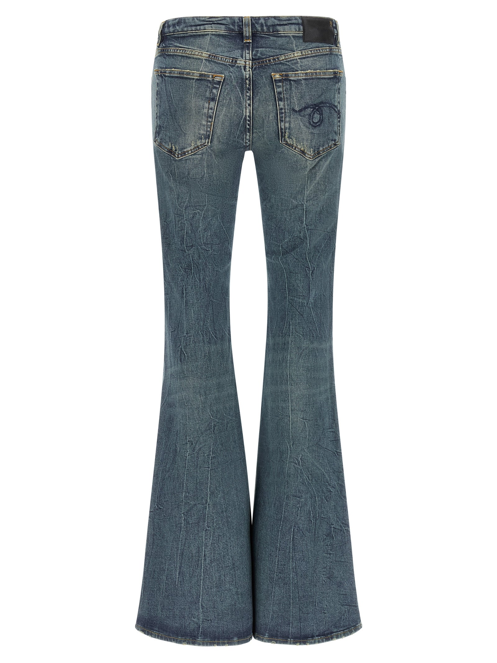 R13 Blaue Baumwoll-Jeans mit ausgestelltem Bein