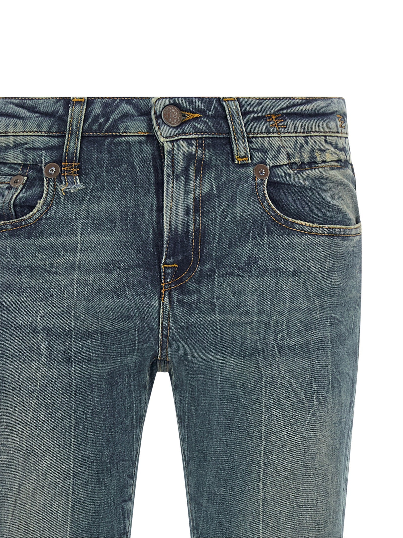 R13 Blaue Baumwoll-Jeans mit ausgestelltem Bein
