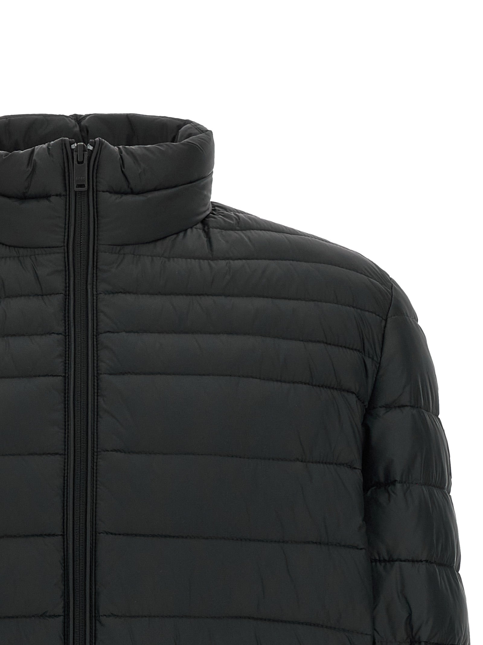 Hugo Boss Schwarze Jacke aus recyceltem Polyamid in voller Länge