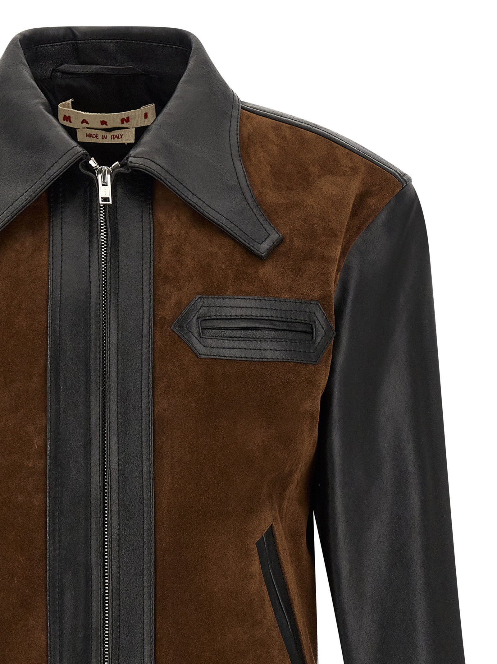 Marni Multicolor Calfskin Lederjacke