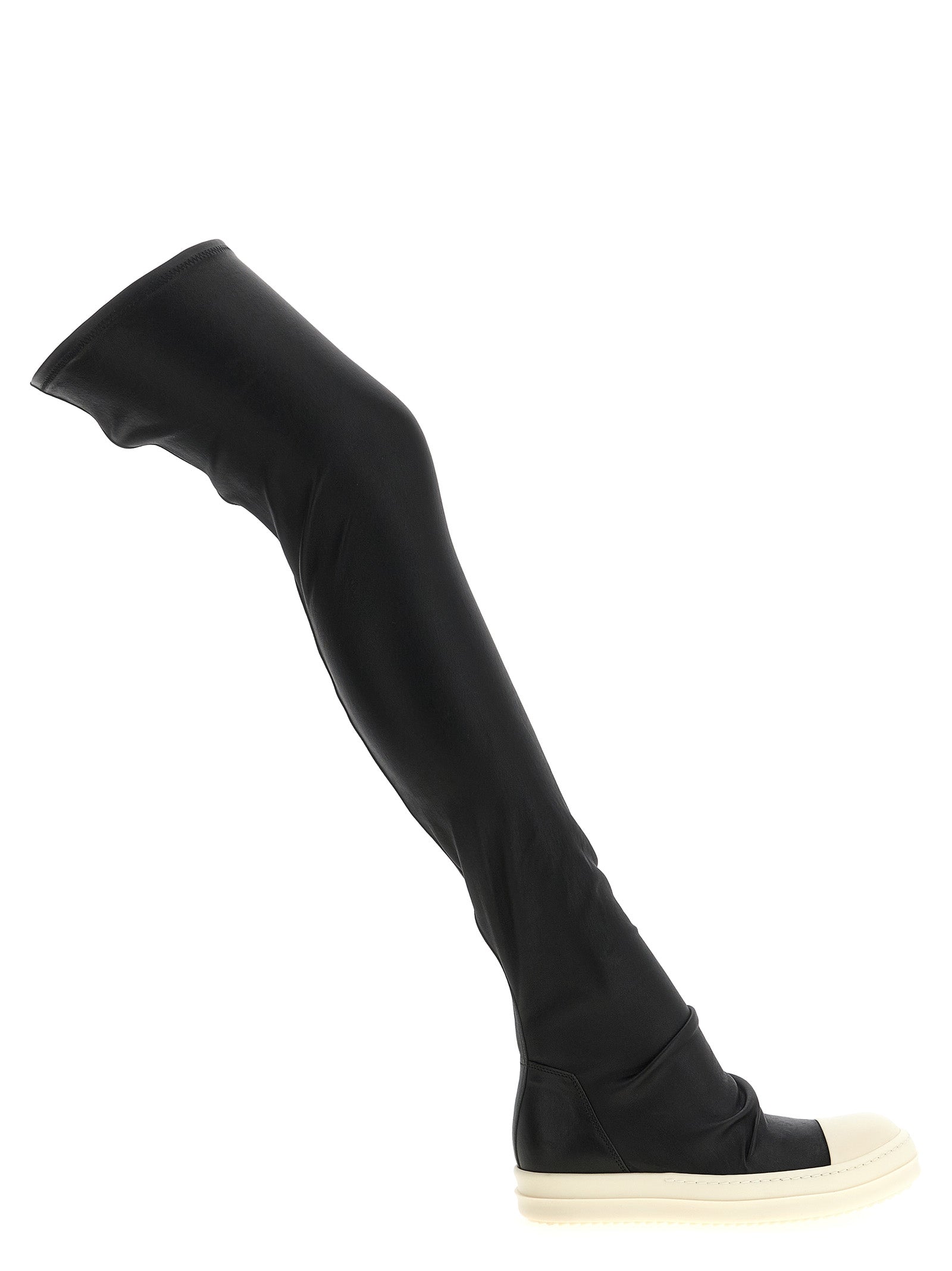 Rick Owens Schwarze Lammleder Over-the-Knee-Stiefel