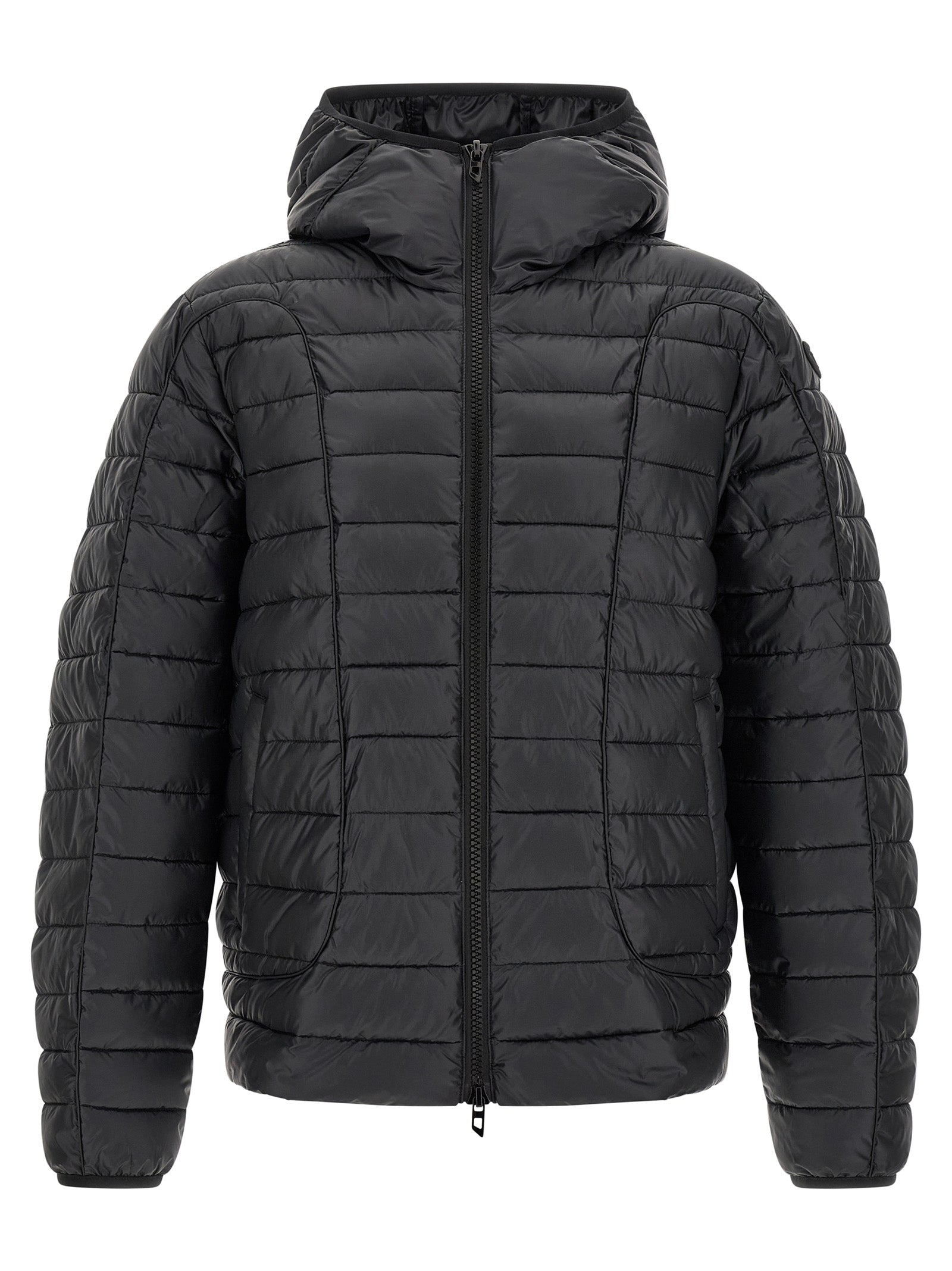 Diesel Schwarze Polyester-Jacke in voller Länge