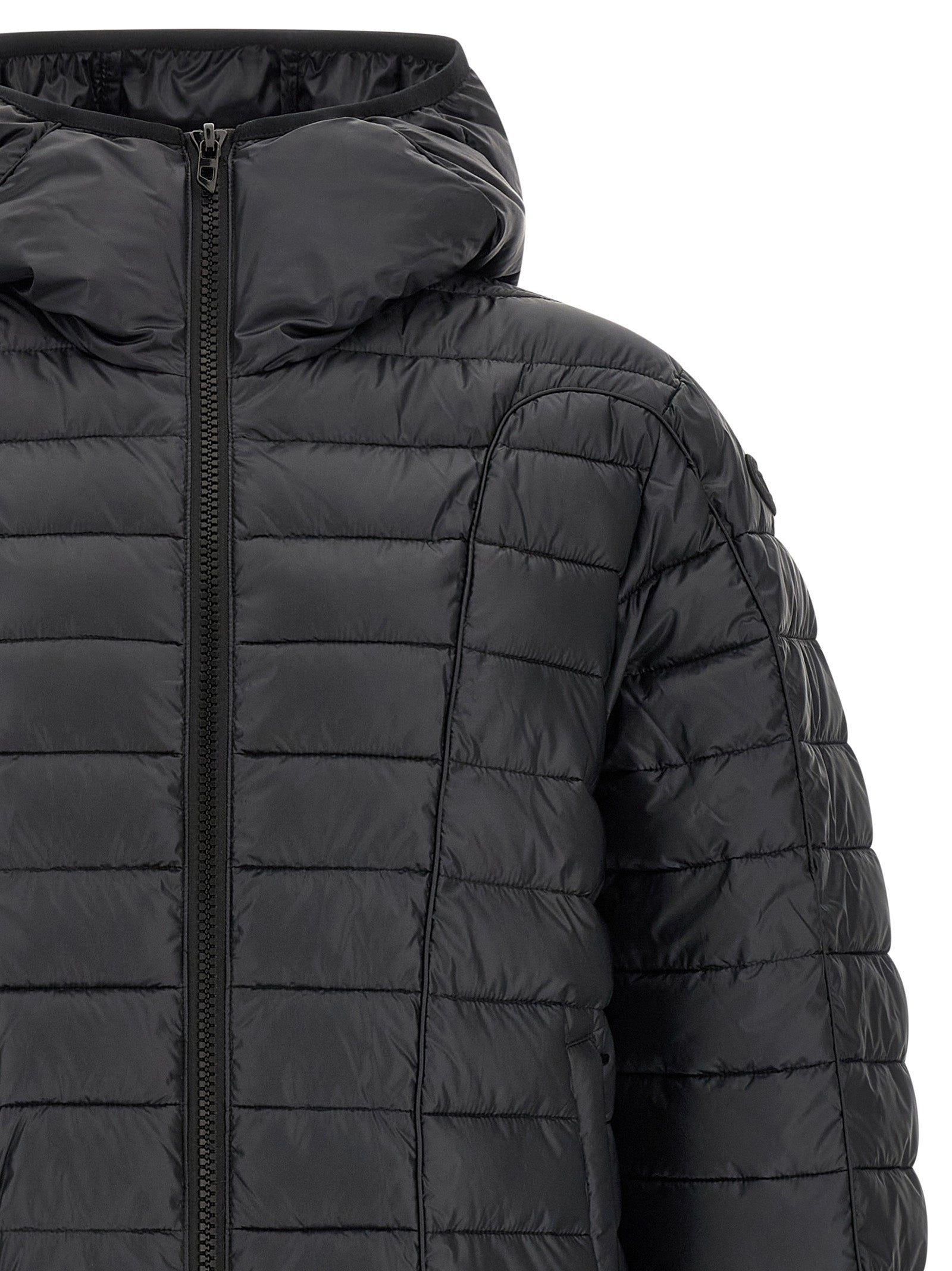 Diesel Schwarze Polyester-Jacke in voller Länge
