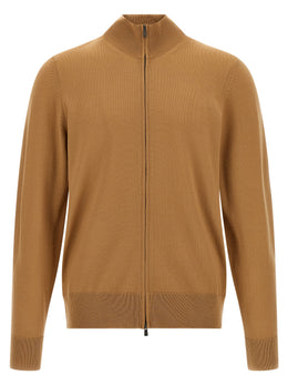 Hugo Boss Brauner Cardigan aus reiner Schurwolle