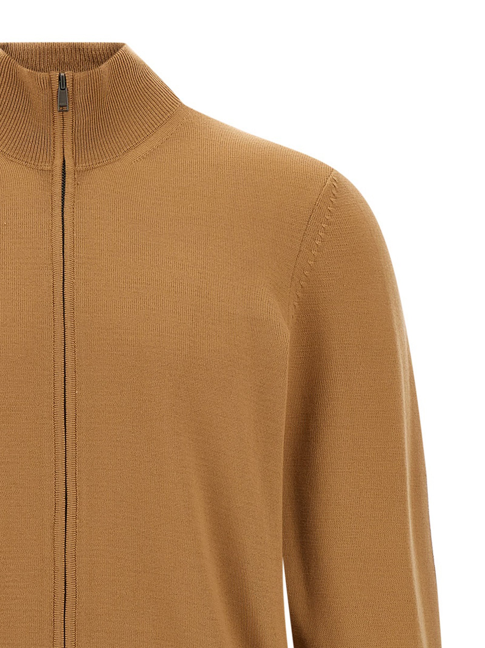 Hugo Boss Brauner Cardigan aus reiner Schurwolle