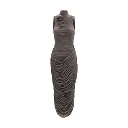 Magda Butrym Graues Kupferfarbenes Cocktailkleid