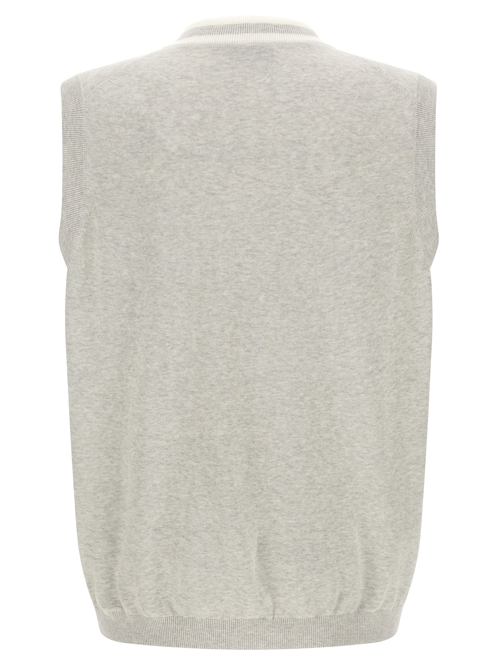 Brunello Cucinelli Grauer Strickpullover ohne Ärmel aus Baumwolle