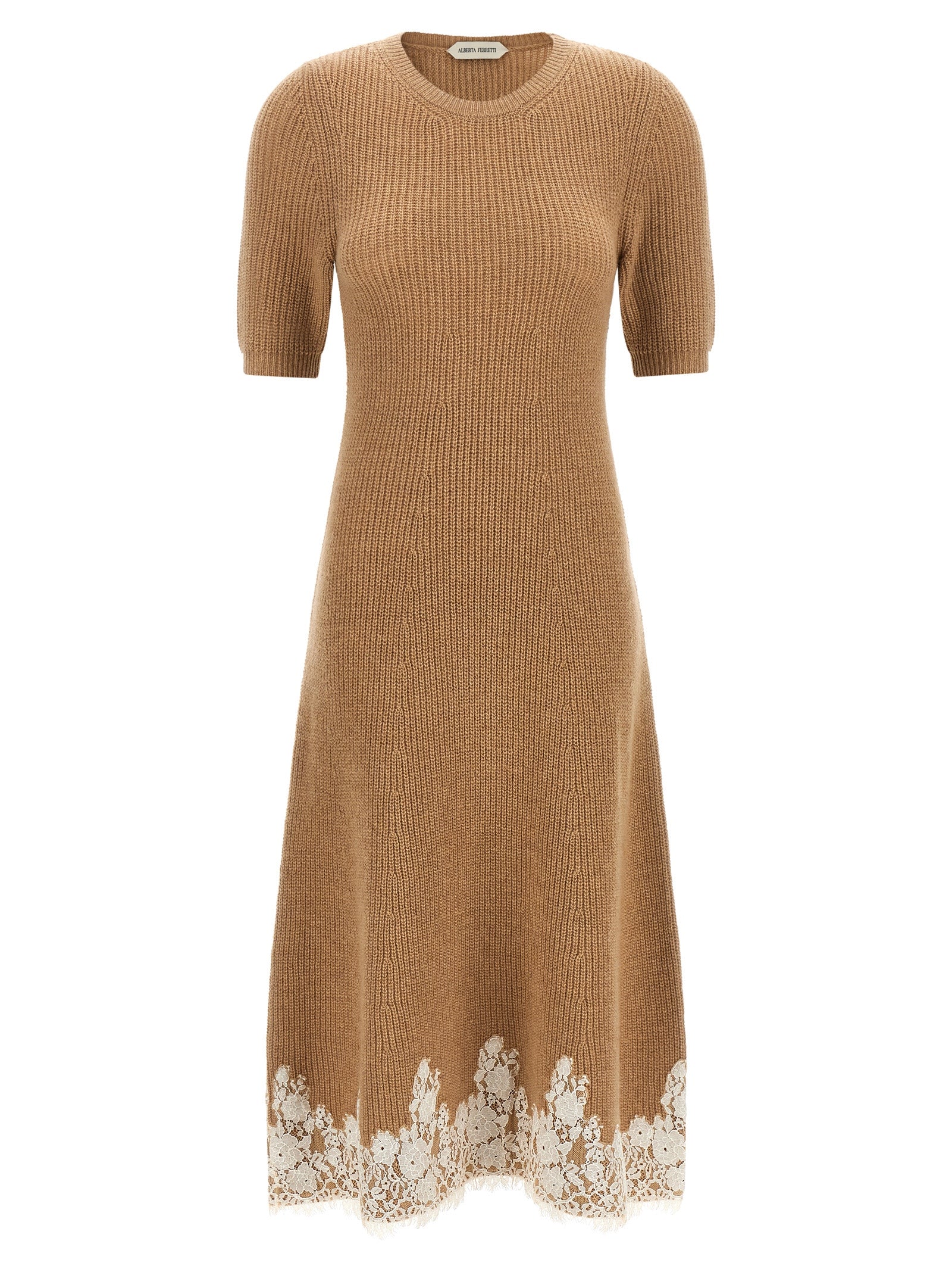 Alberta Ferretti Braunes Kaschmir-Midikleid