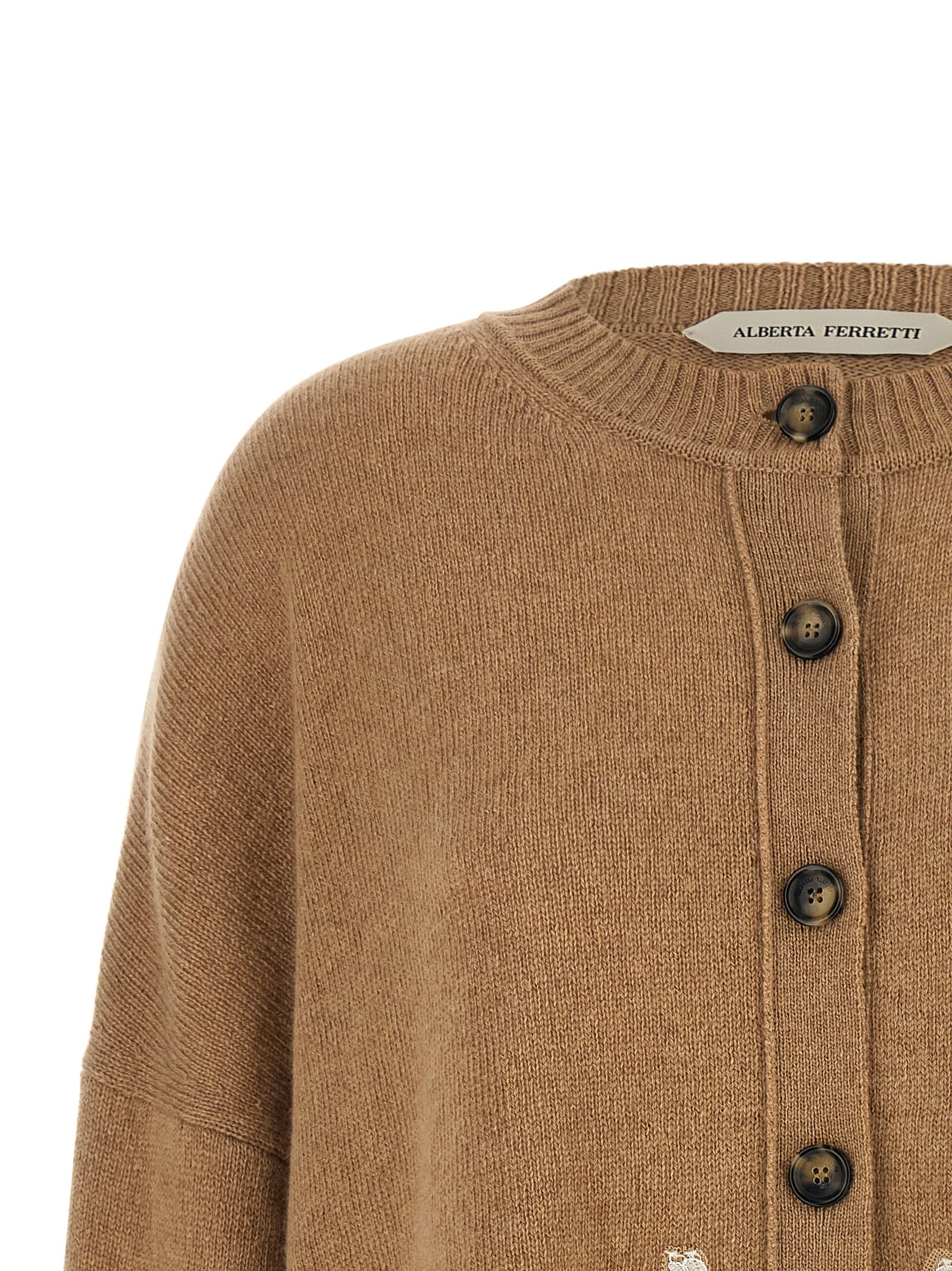 Alberta Ferretti Brauner Kaschmir-Strickjacke