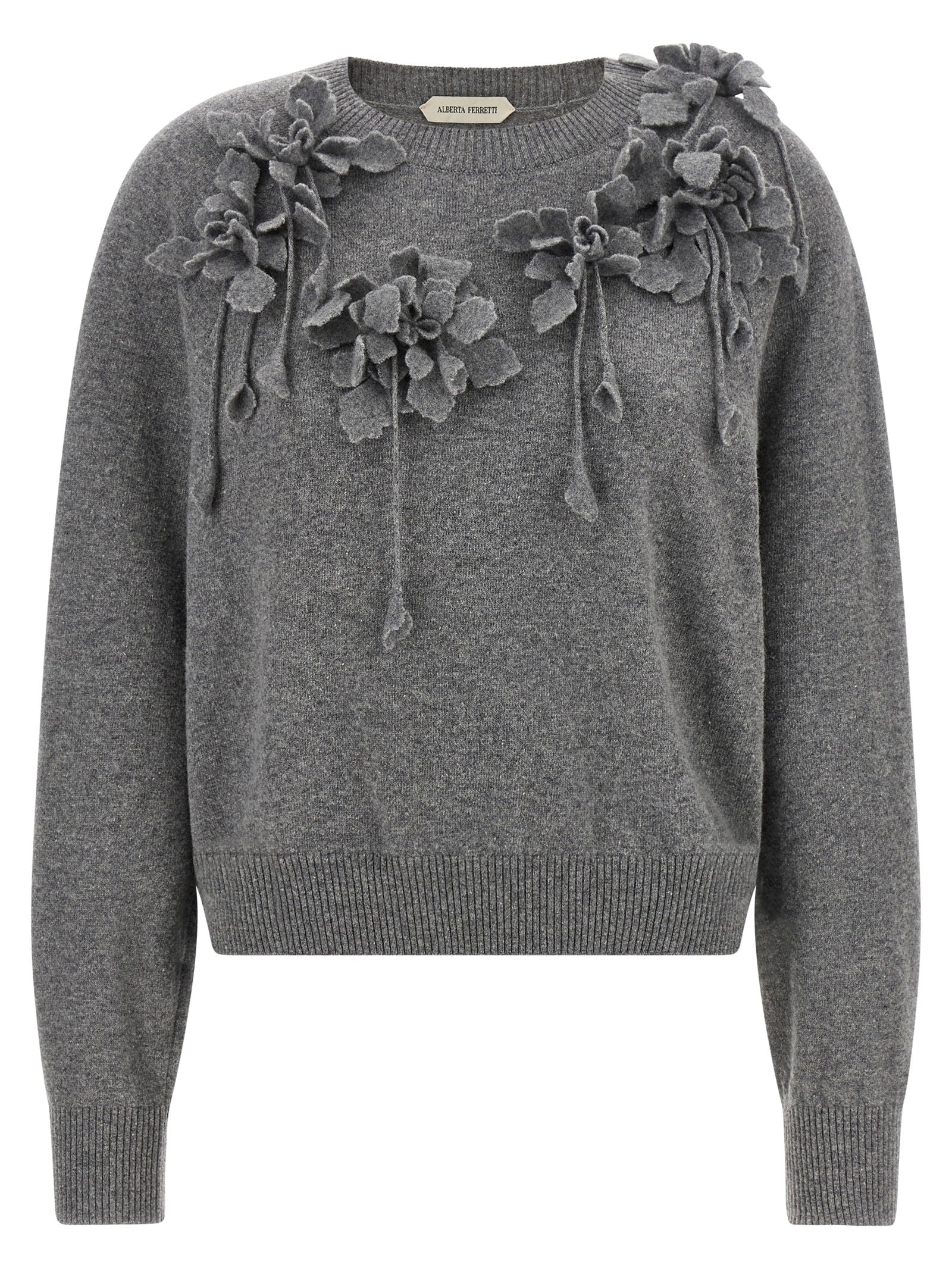 Alberta Ferretti Grauer Cardigan aus reiner Schurwolle