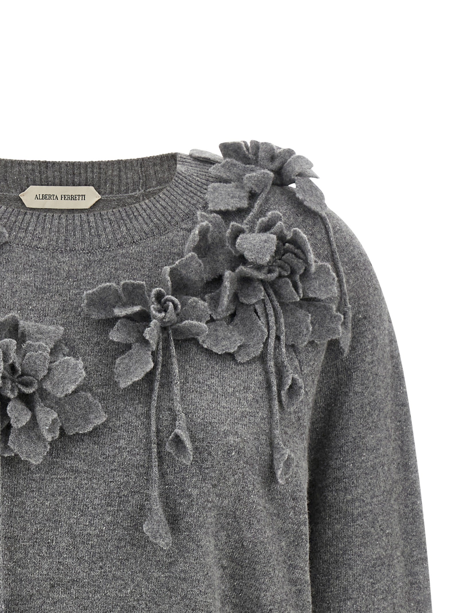 Alberta Ferretti Grauer Cardigan aus reiner Schurwolle