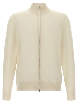 Hugo Boss Weiße Strickjacke aus reiner Schurwolle