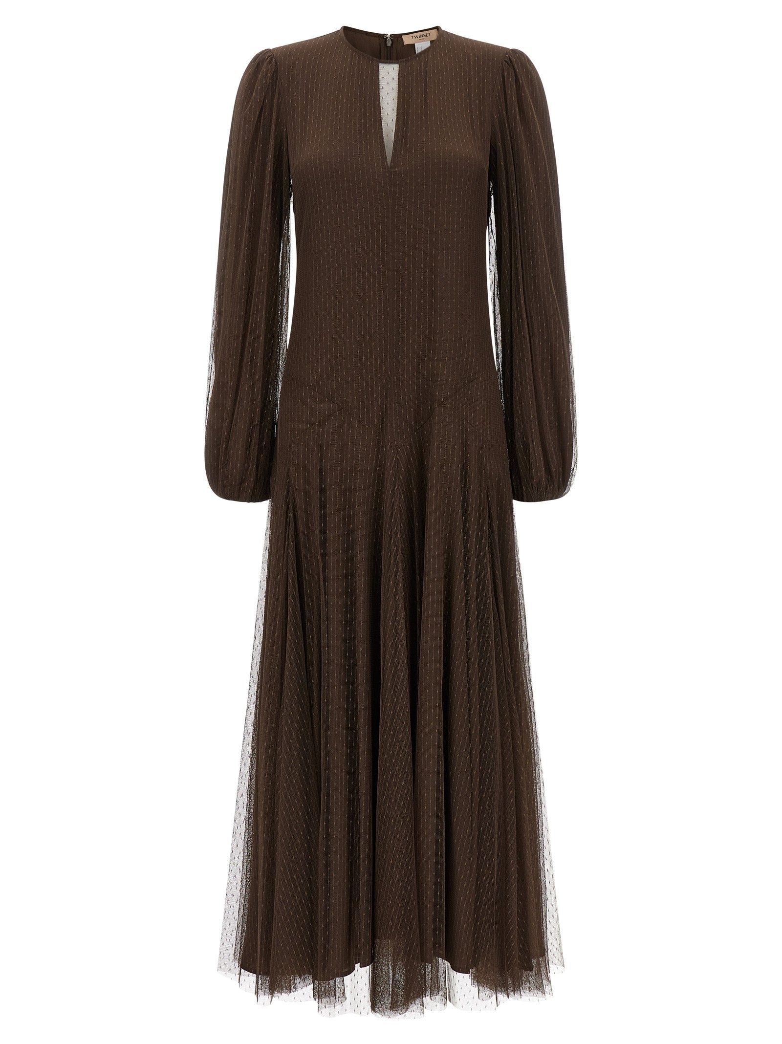Twinset Braunes Polyester-Maxikleid