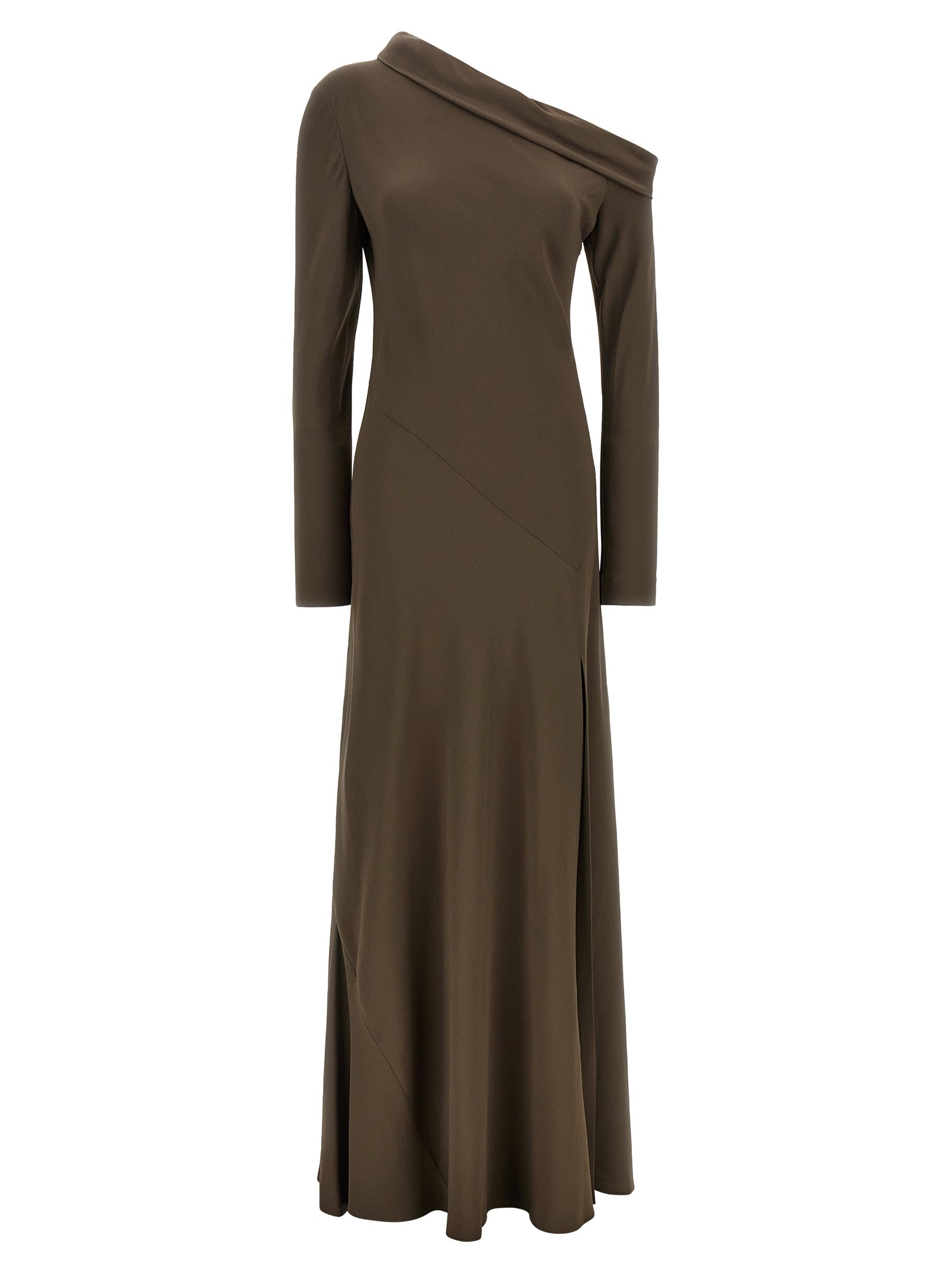 Alberta Ferretti Braunes Viskose-Maxikleid
