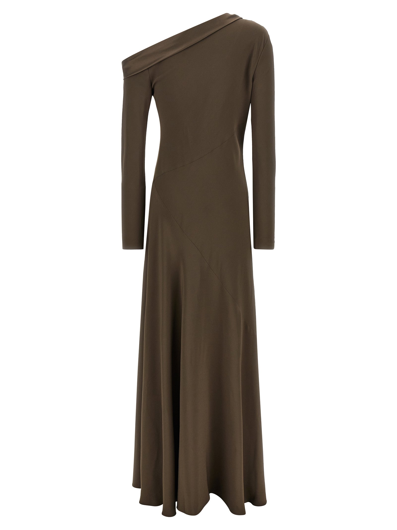 Alberta Ferretti Braunes Viskose-Maxikleid