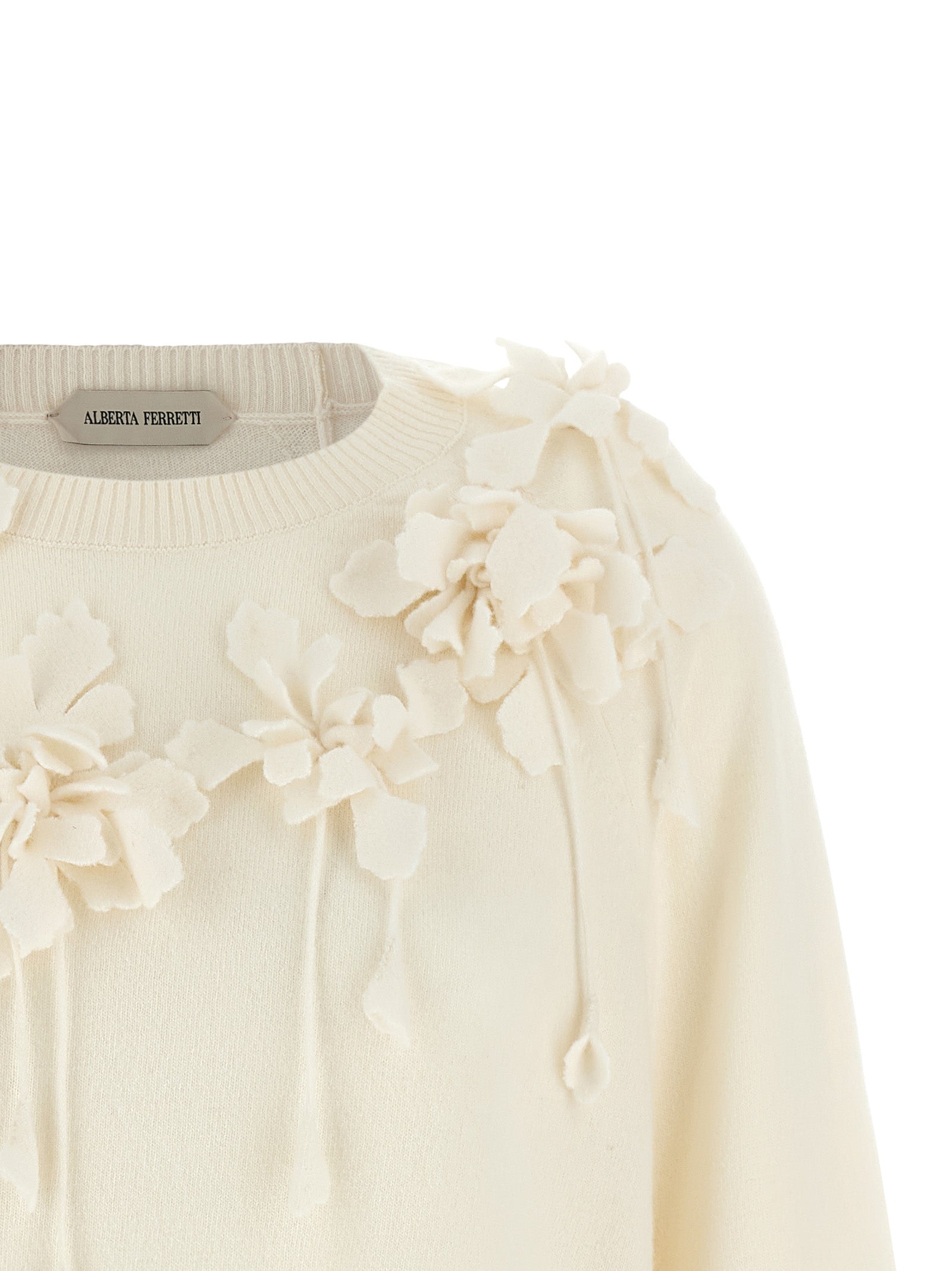 Alberta Ferretti Weiße Strickjacke aus reiner Schurwolle