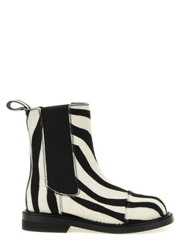 Moschino Ankle Boots aus zweifarbigem Kalbsleder