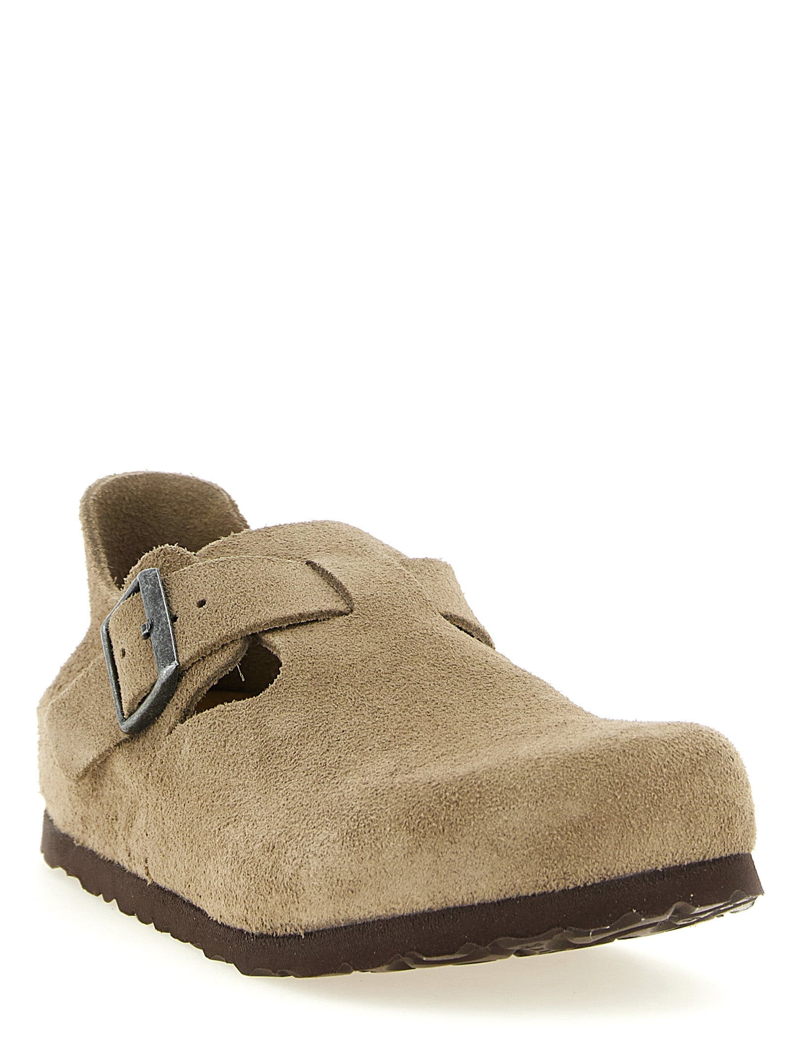 Birkenstock Beige Wildleder-Clogs