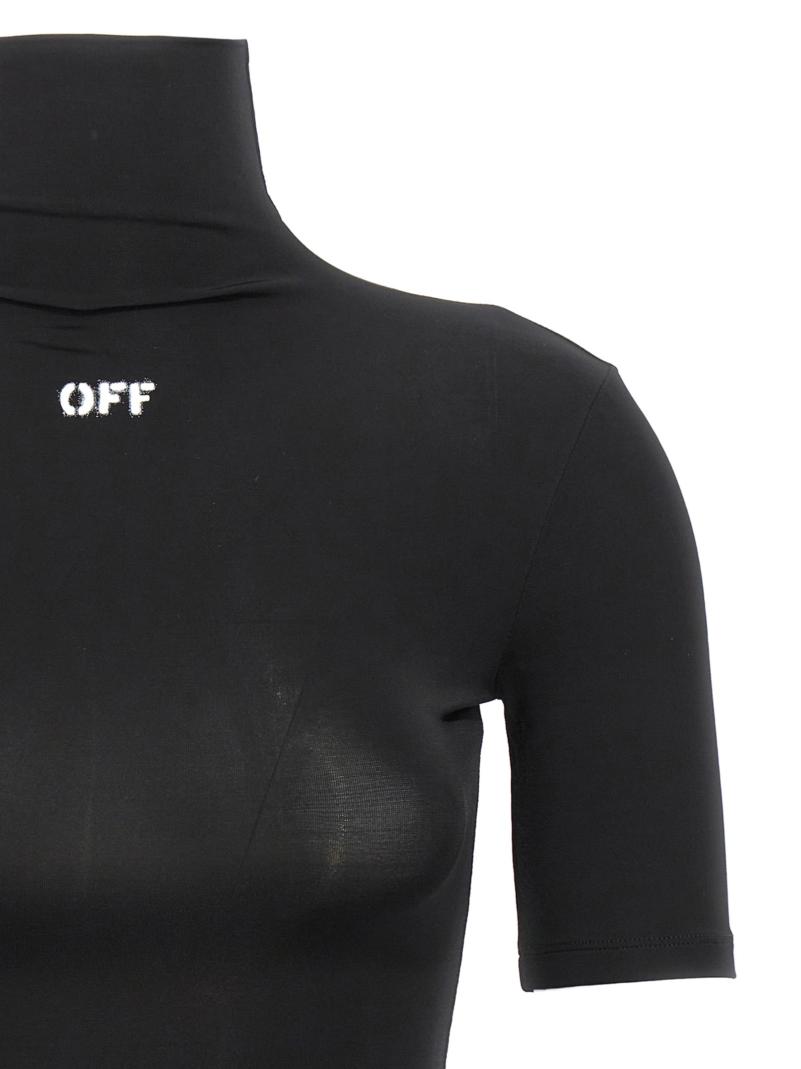 Off-White Schwarzes T-Shirt aus Acetat