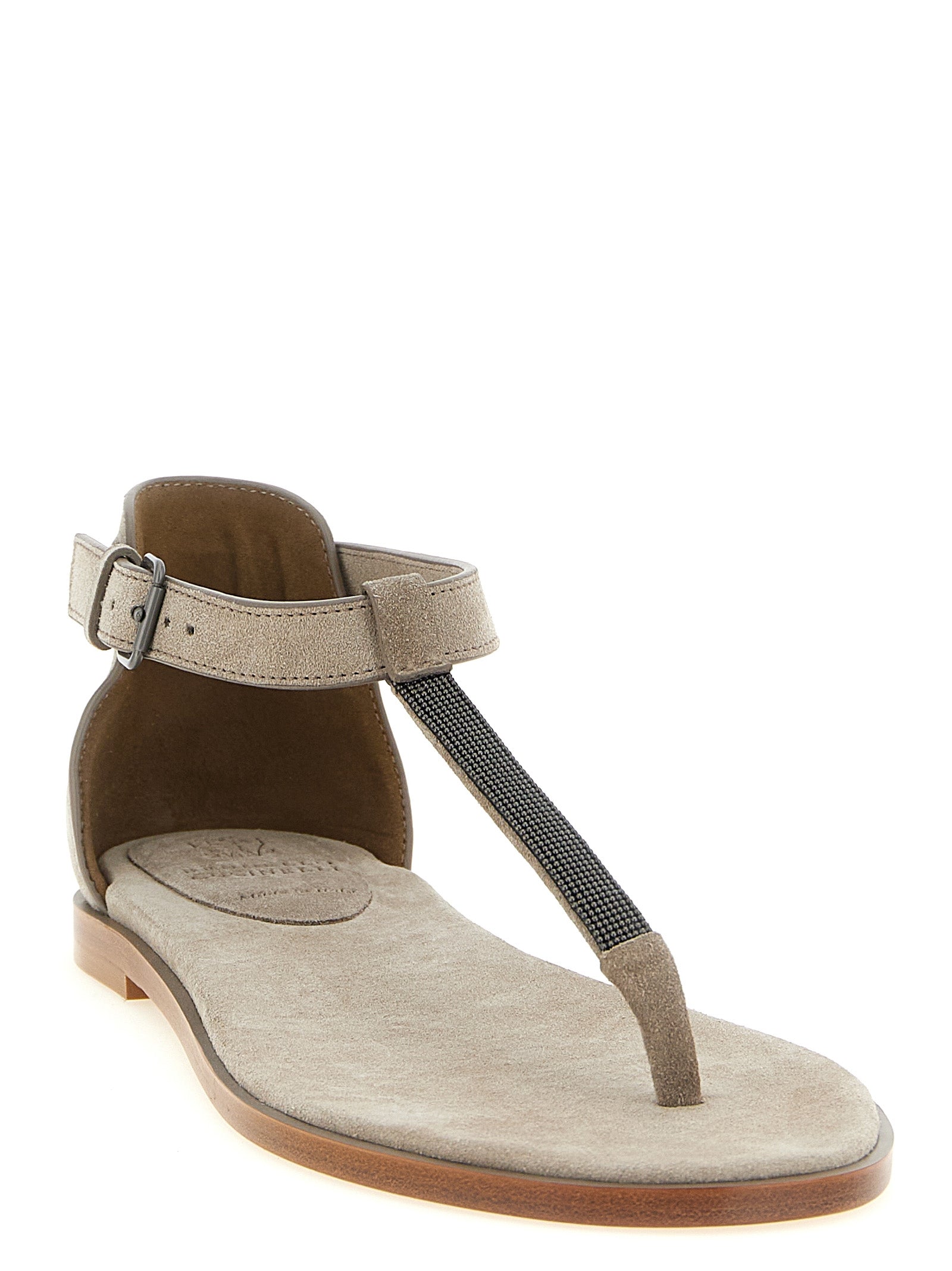 Brunello Cucinelli Beige Kalbsleder Sandalen