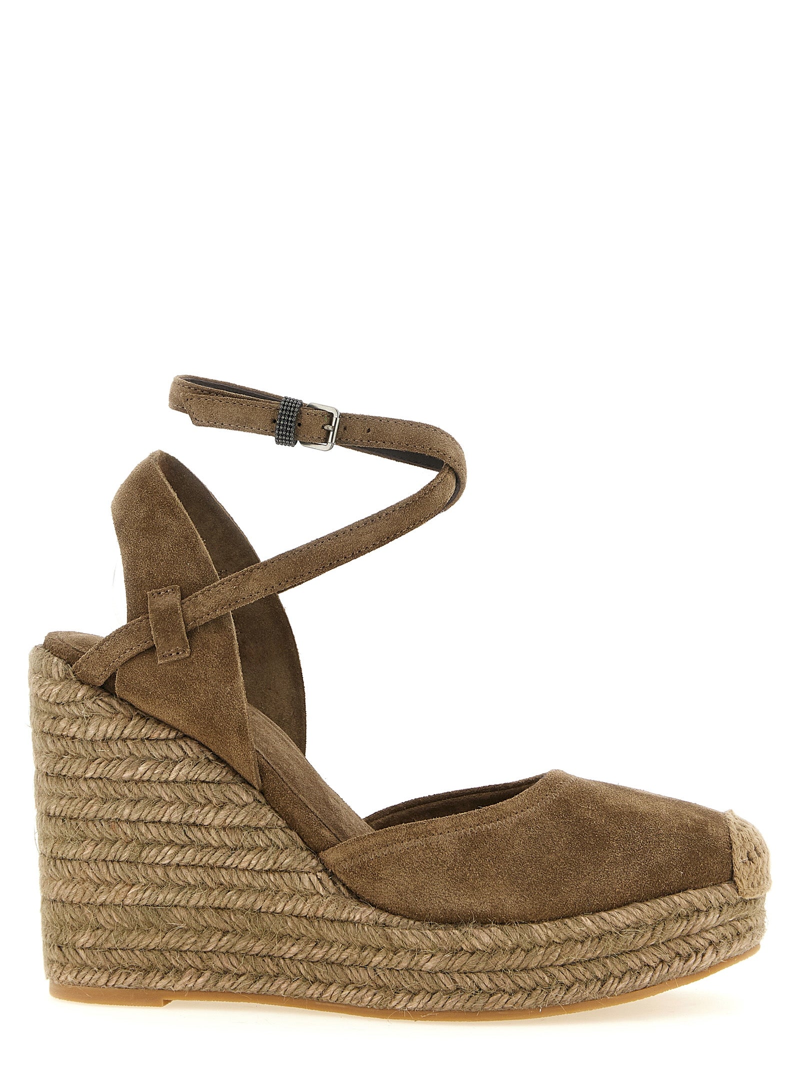 Brunello Cucinelli Keilsandalen aus braunem Kalbsleder
