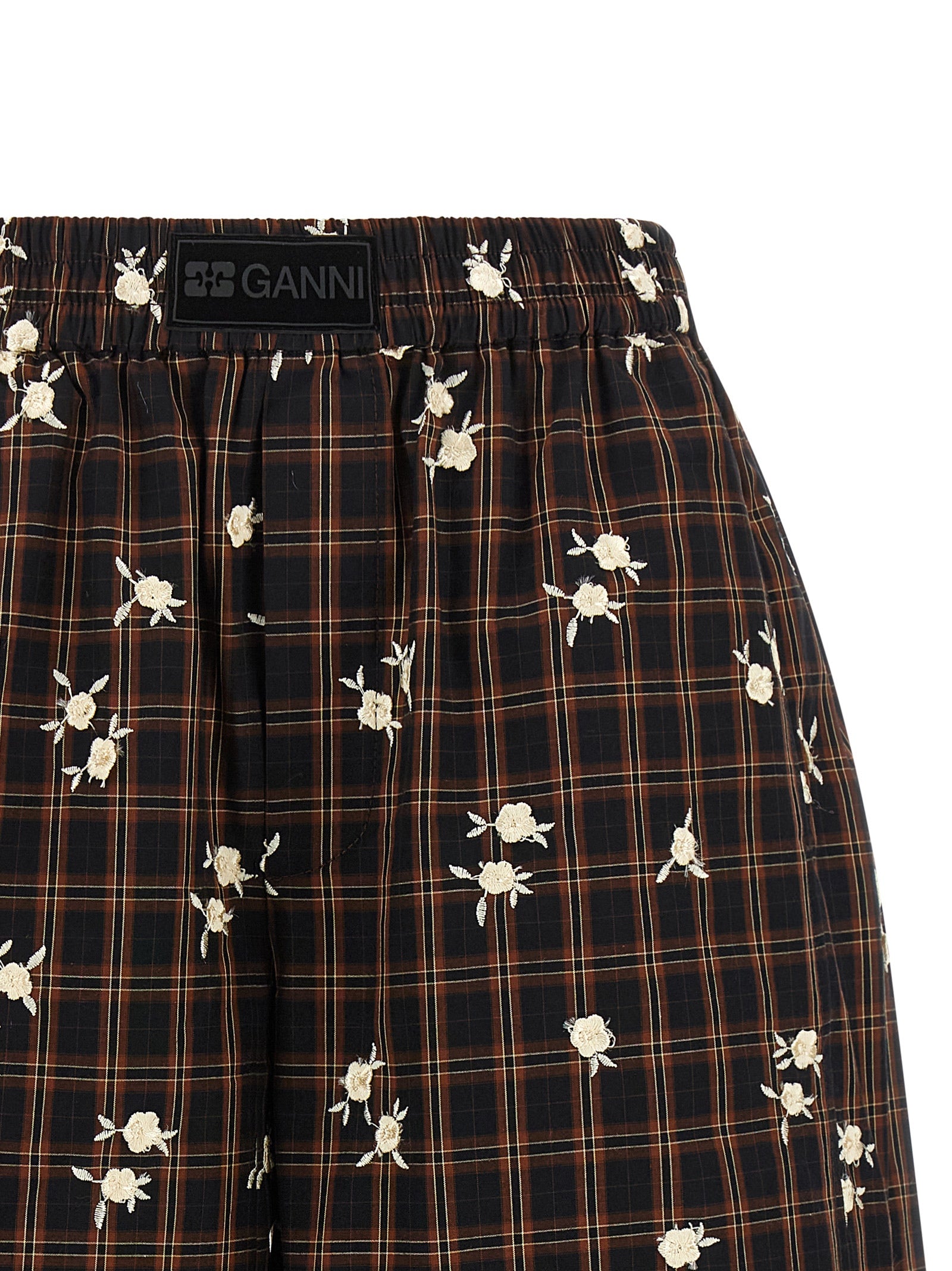 Ganni Braune Bio-Baumwoll-Bermudashorts