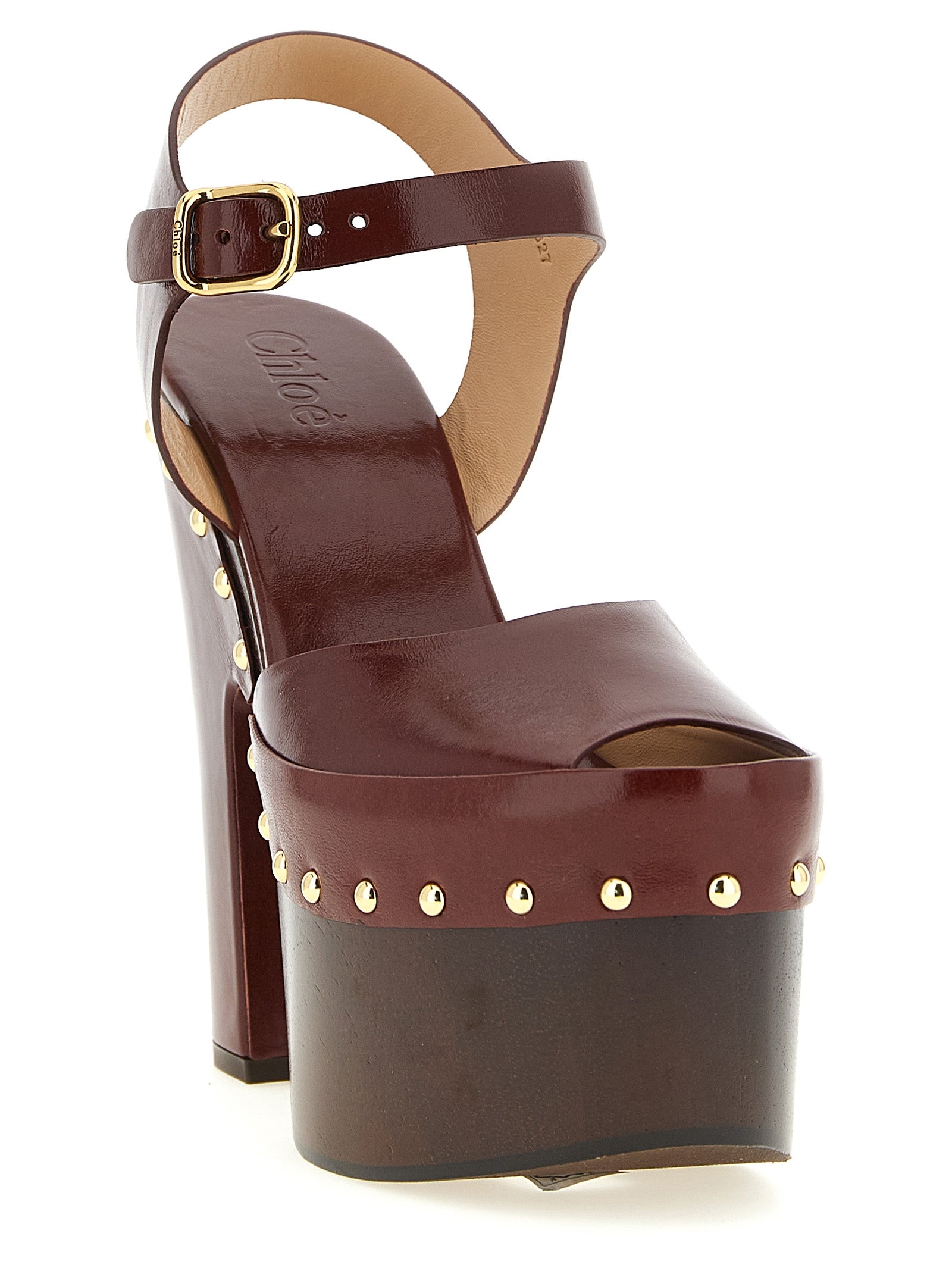 Chloé Stiletto-Sandalen aus bordeauxrotem Lammleder