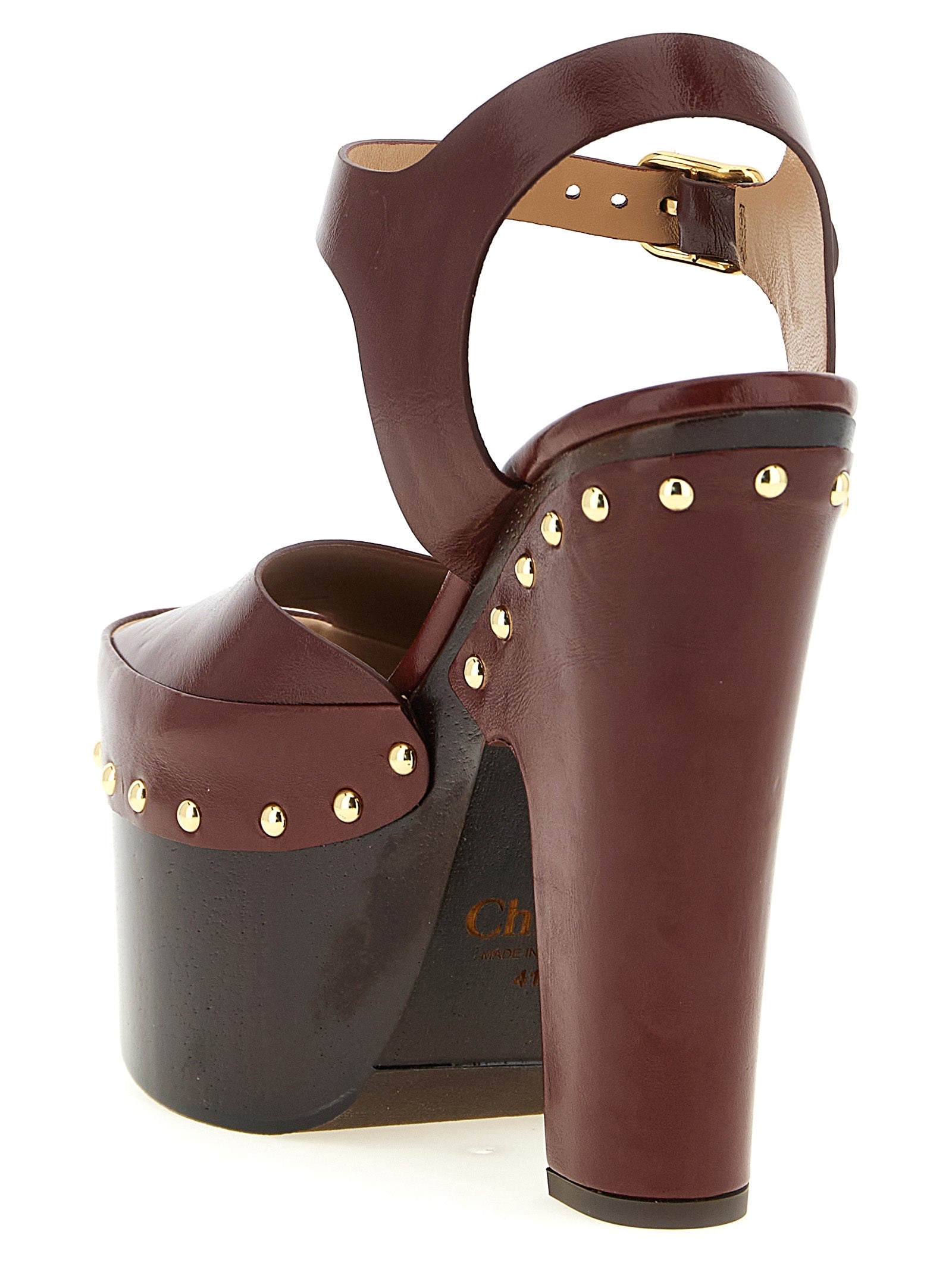 Chloé Stiletto-Sandalen aus bordeauxrotem Lammleder